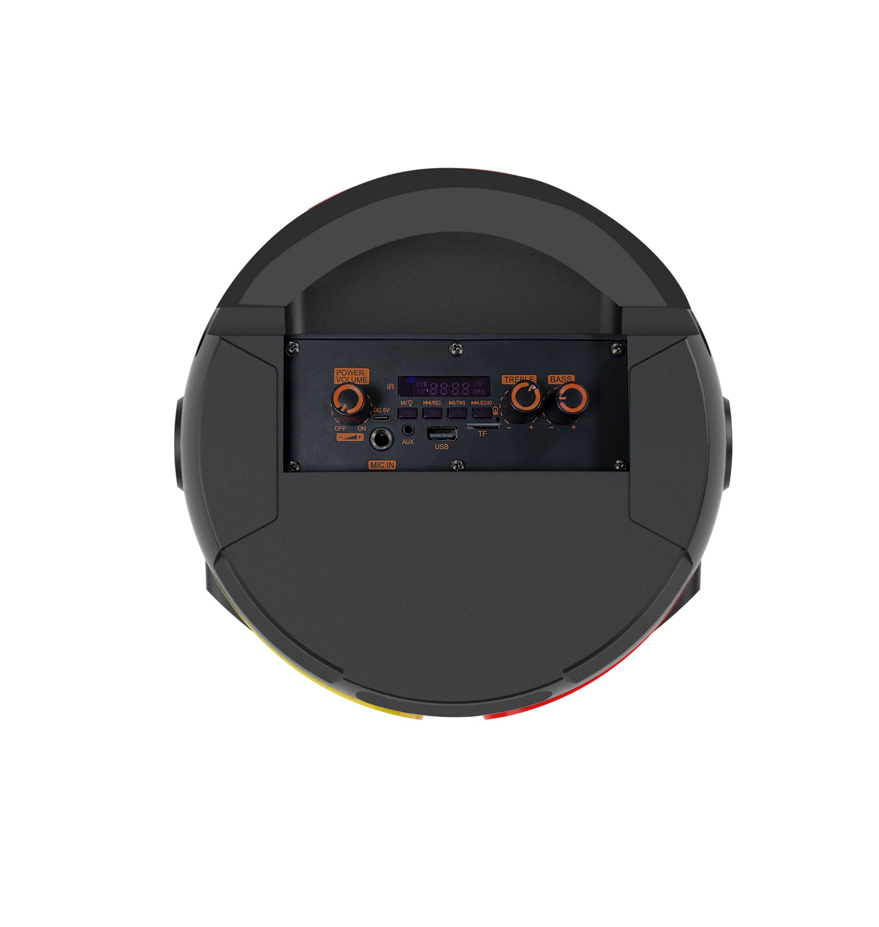 Denver BPS-355 - Bluetooth Party Lautsprecher 160W RGB LED Ringlicht TWS Stereo Mikrofoneingang 2400mAh Akku Outdoor