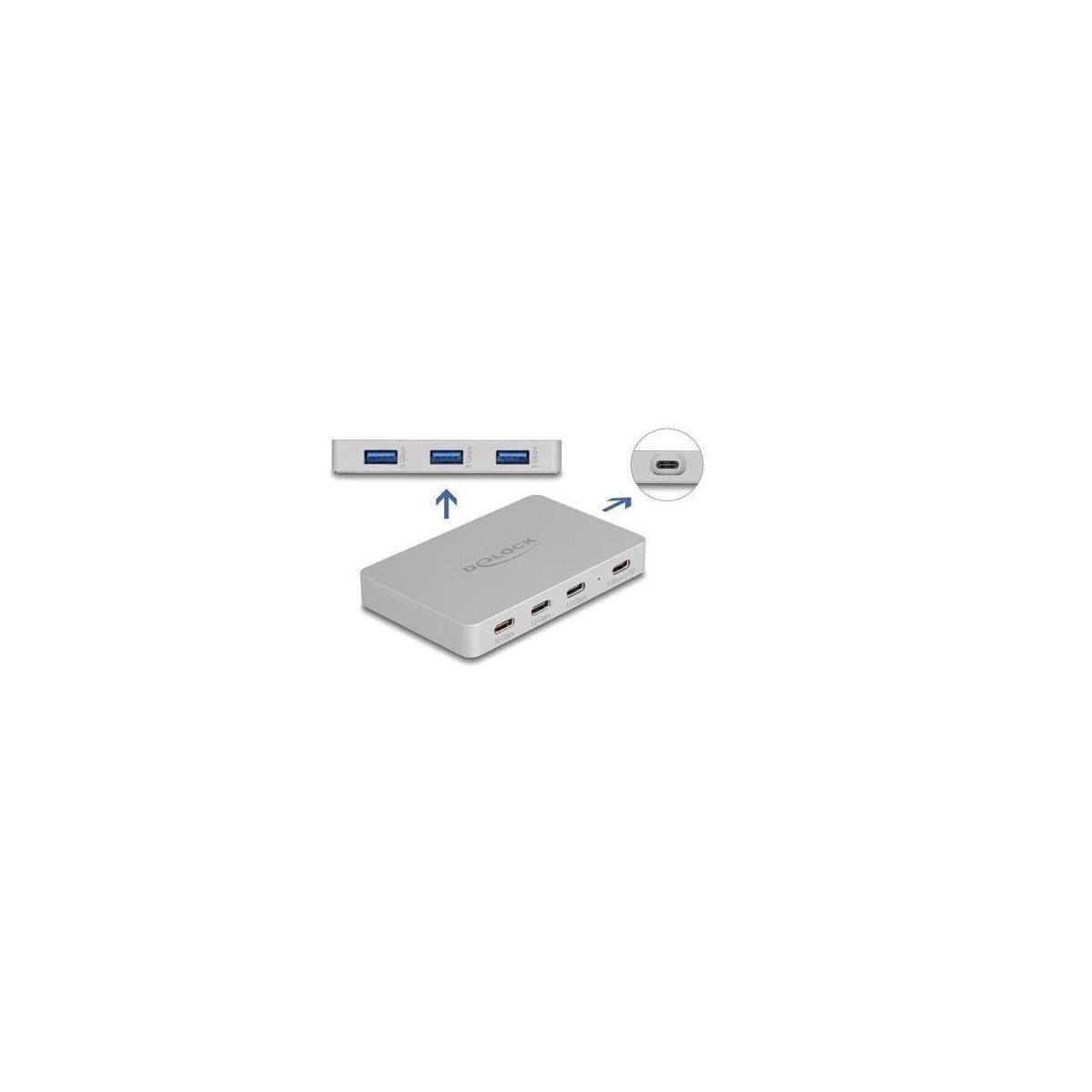 64279 - 7 Port USB Hub mit 4 x USB Type-C Buchse und 3 x USB Typ-A Buchse mit PD