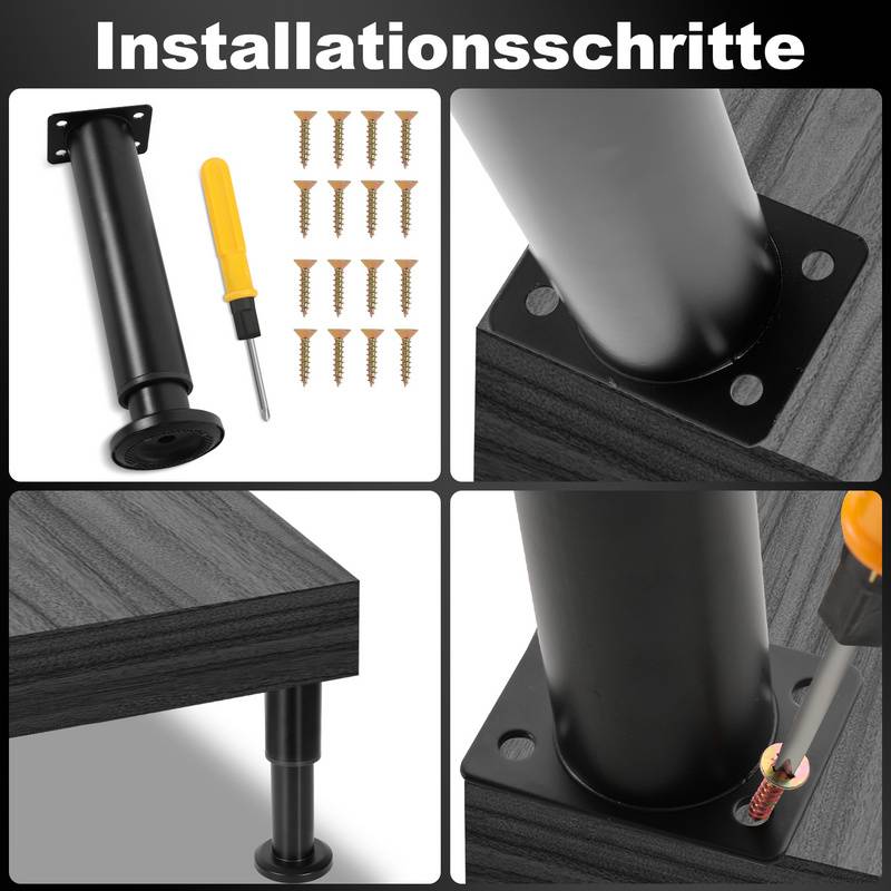 4X Möbelfüße 18-30cm Dehnbar（Schwarz） Sockelfüße Stützfuß Schrankfuß Verstellbar Hotel Sockelfüße Füße