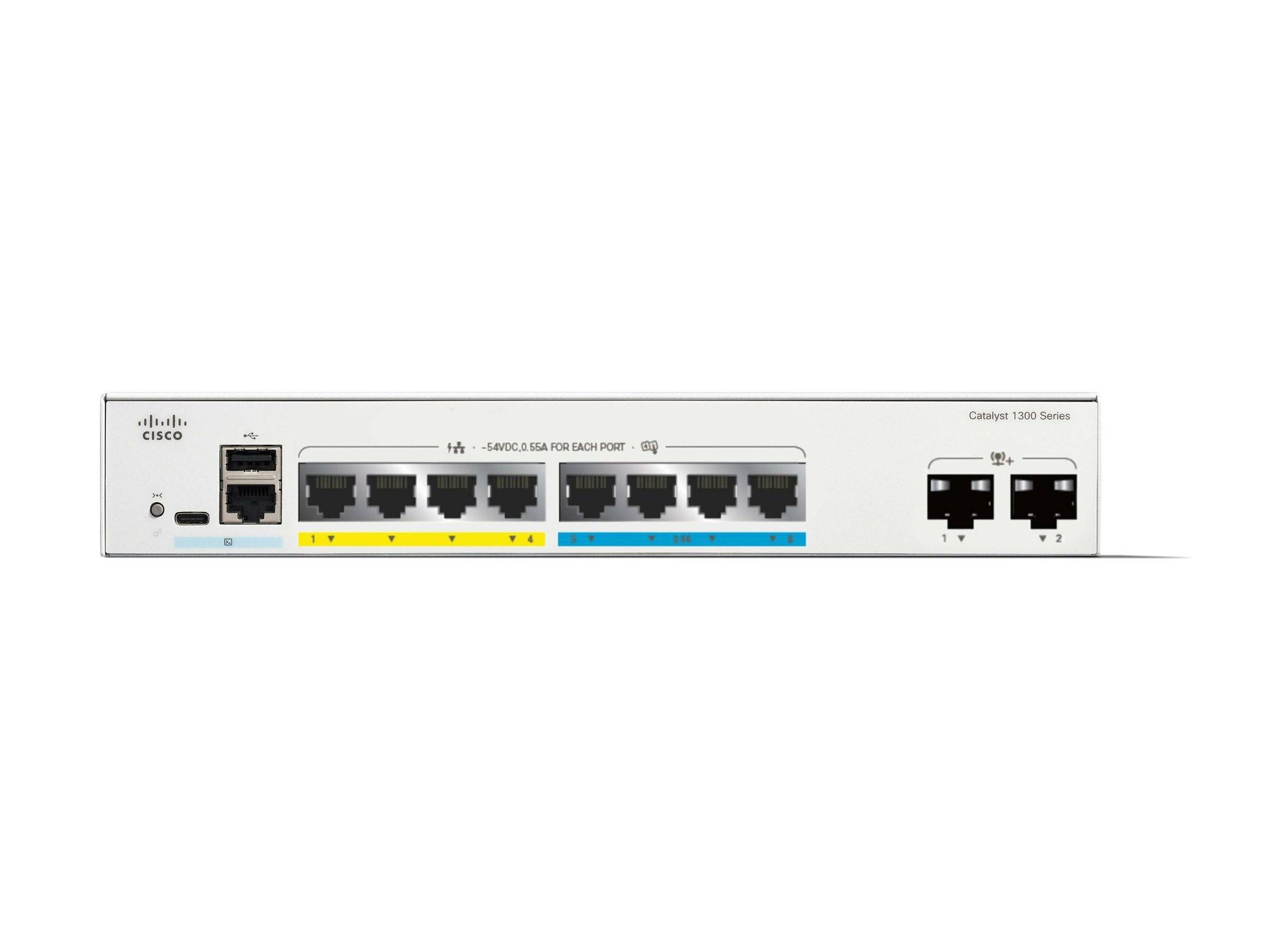 Cisco Catalyst 1300-8MGP-2X - Switch - L3 - managed - 4 x Gigabit Ethernet + 4 x 100/1000/2.5G + 2 x 10 Gigabit SFP+ - a