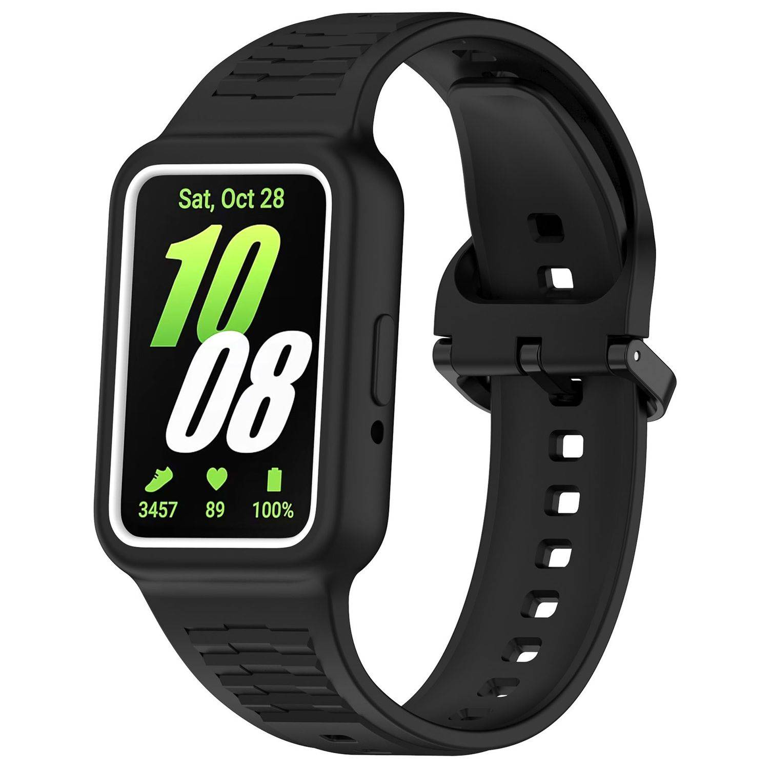 Für Samsung Galaxy Fit 3 Silikon Arm Band integriertem Gehäuse Schwarz