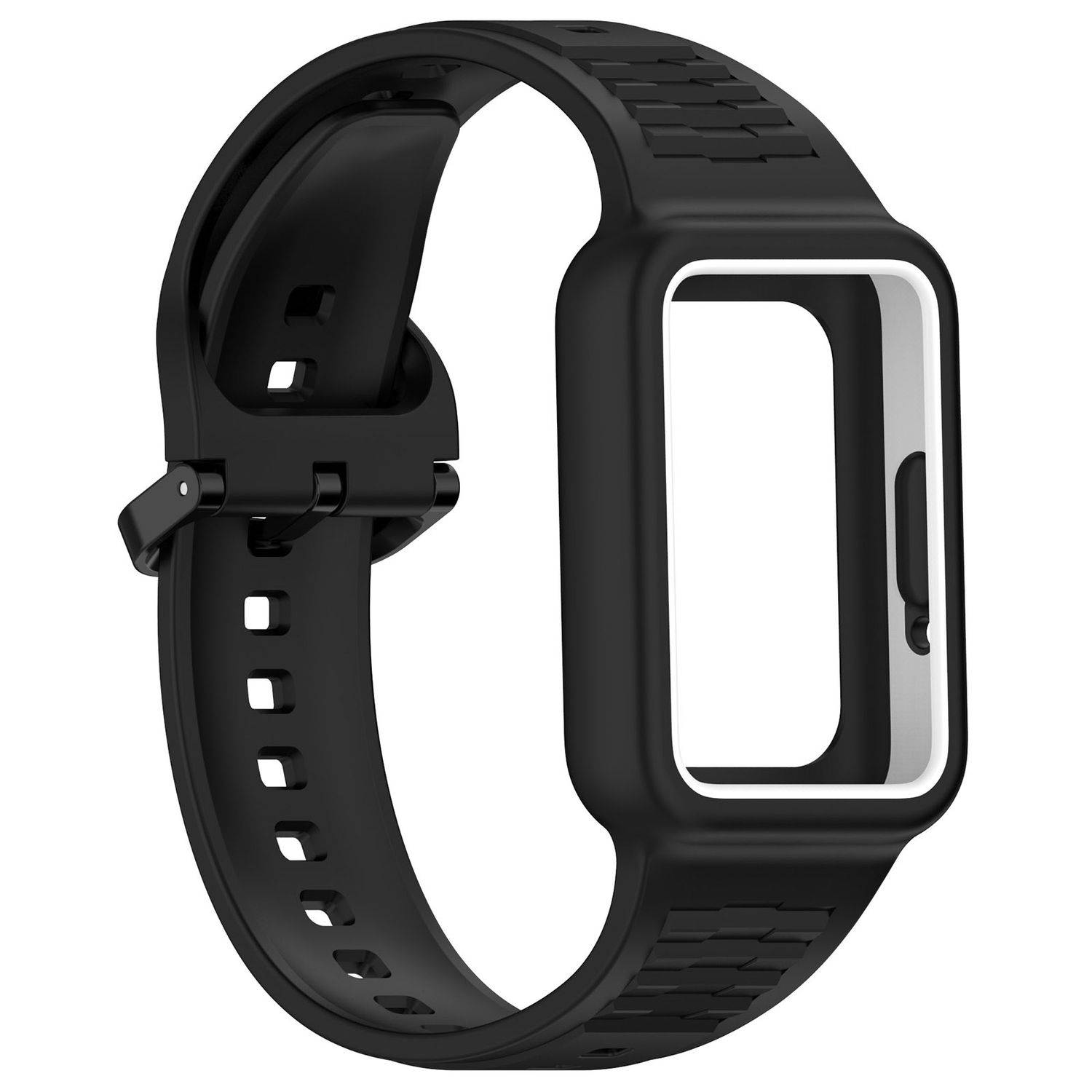 Für Samsung Galaxy Fit 3 Silikon Arm Band integriertem Gehäuse Schwarz