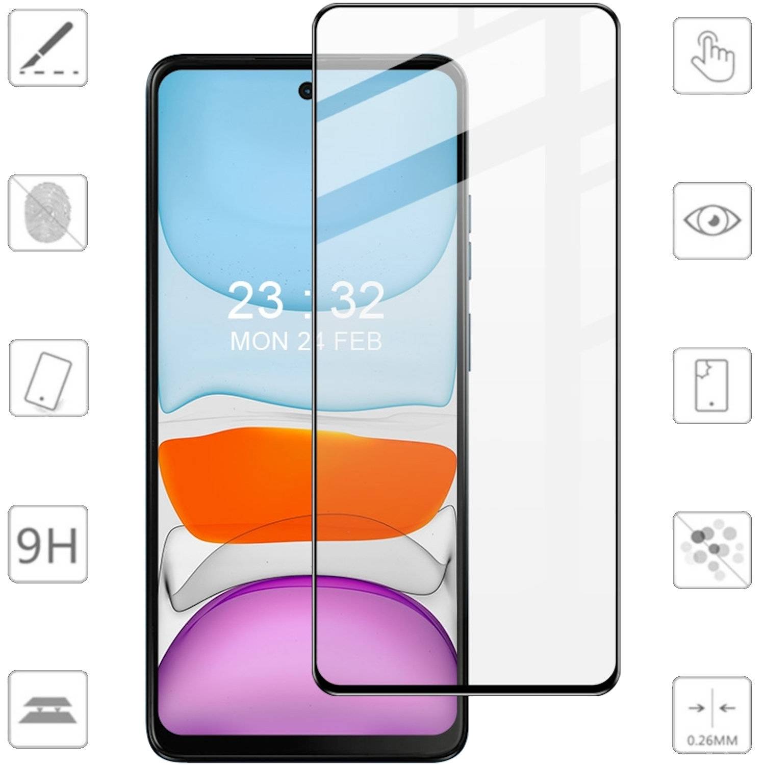 Für Motorola Moto E14 / G04 G04S 4G / G24 4G 1x 3D Premium 0,3mm Glas