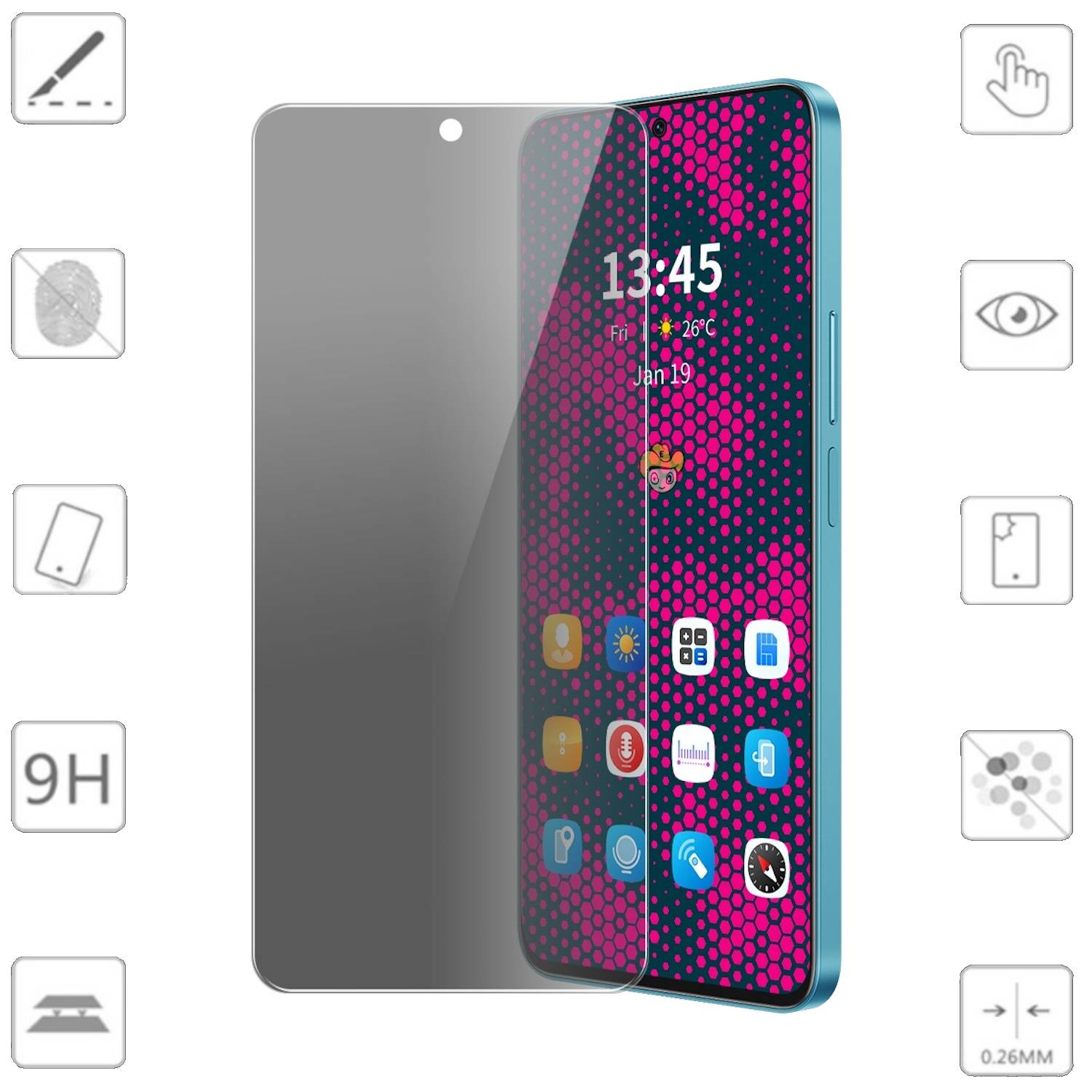 Für Samsung Galaxy S24 FE 2x 2.5D 0,26mm Privacy Schutz H9 Hart Glas