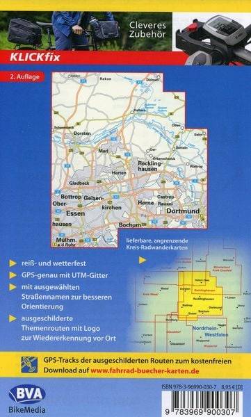 Radwanderkarte BVA Die schönsten Radtouren im Kreis Recklinghausen, 1:50.000, reiß- und wetterfest, GPS-Tracks Download