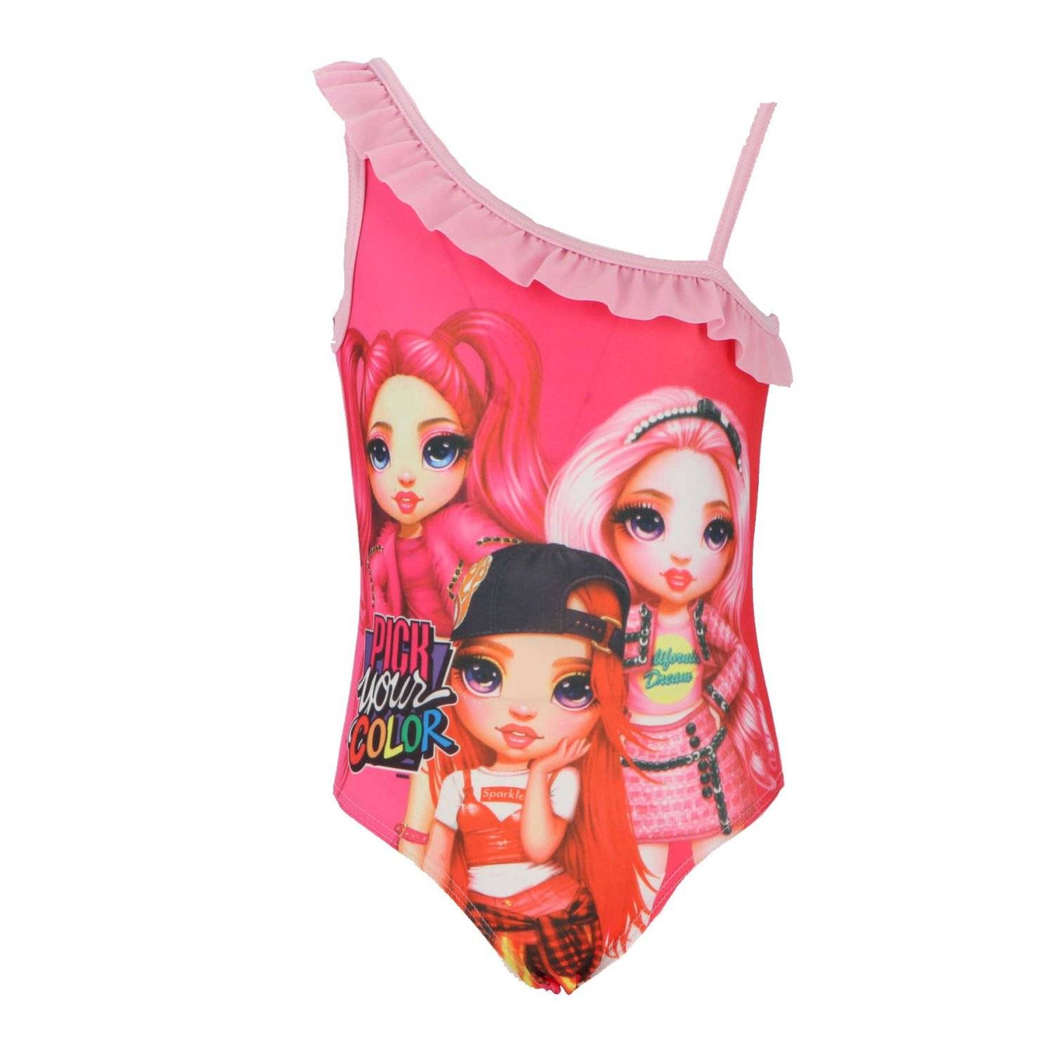 Rainbow High Badeanzug für Mädchen Farbenfrohe Schwimmkleidung für den Strand Rosa 3/4 Jahre
