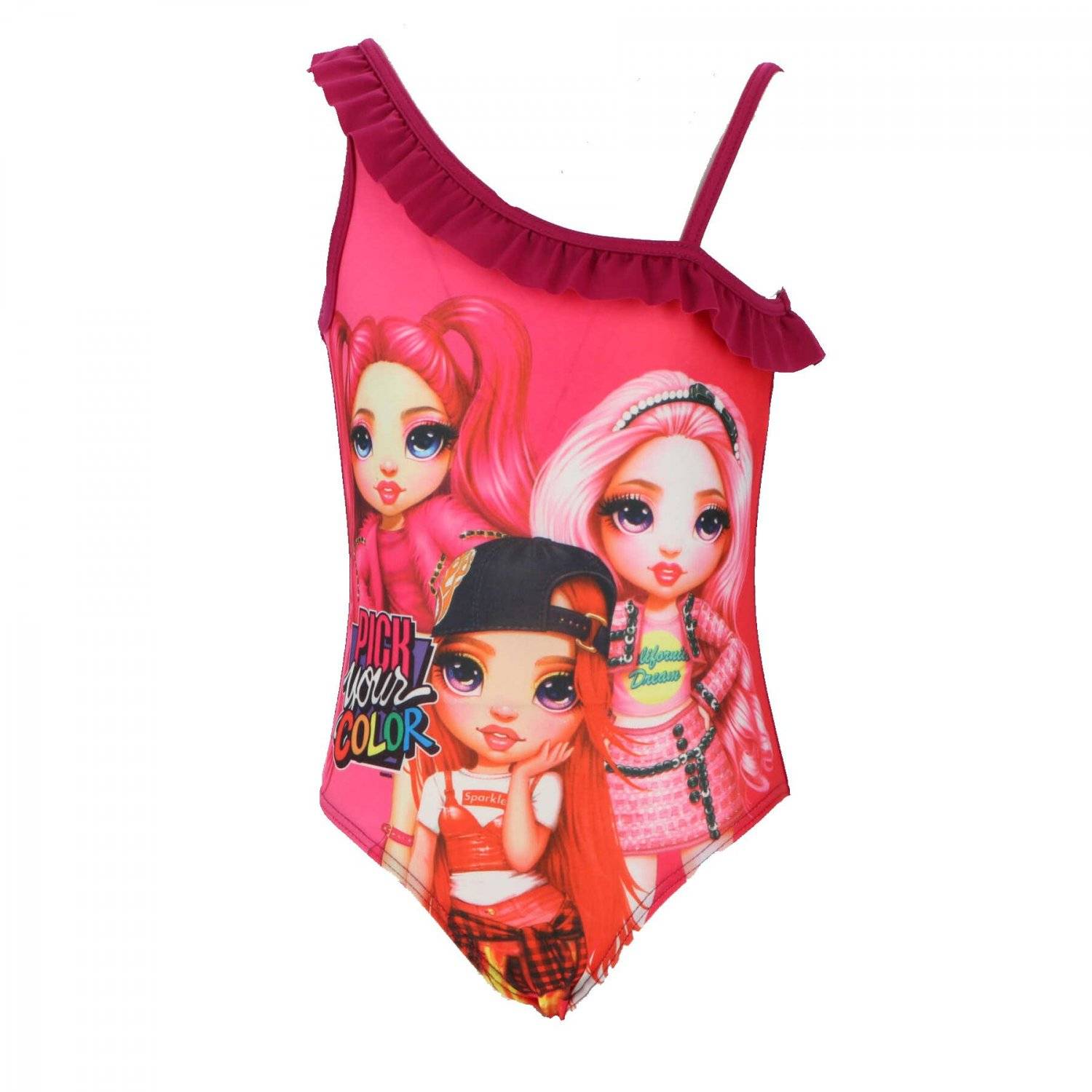 Rainbow High Badeanzug für Mädchen Farbenfrohe Schwimmkleidung für den Strand Rot 7/8 Jahre