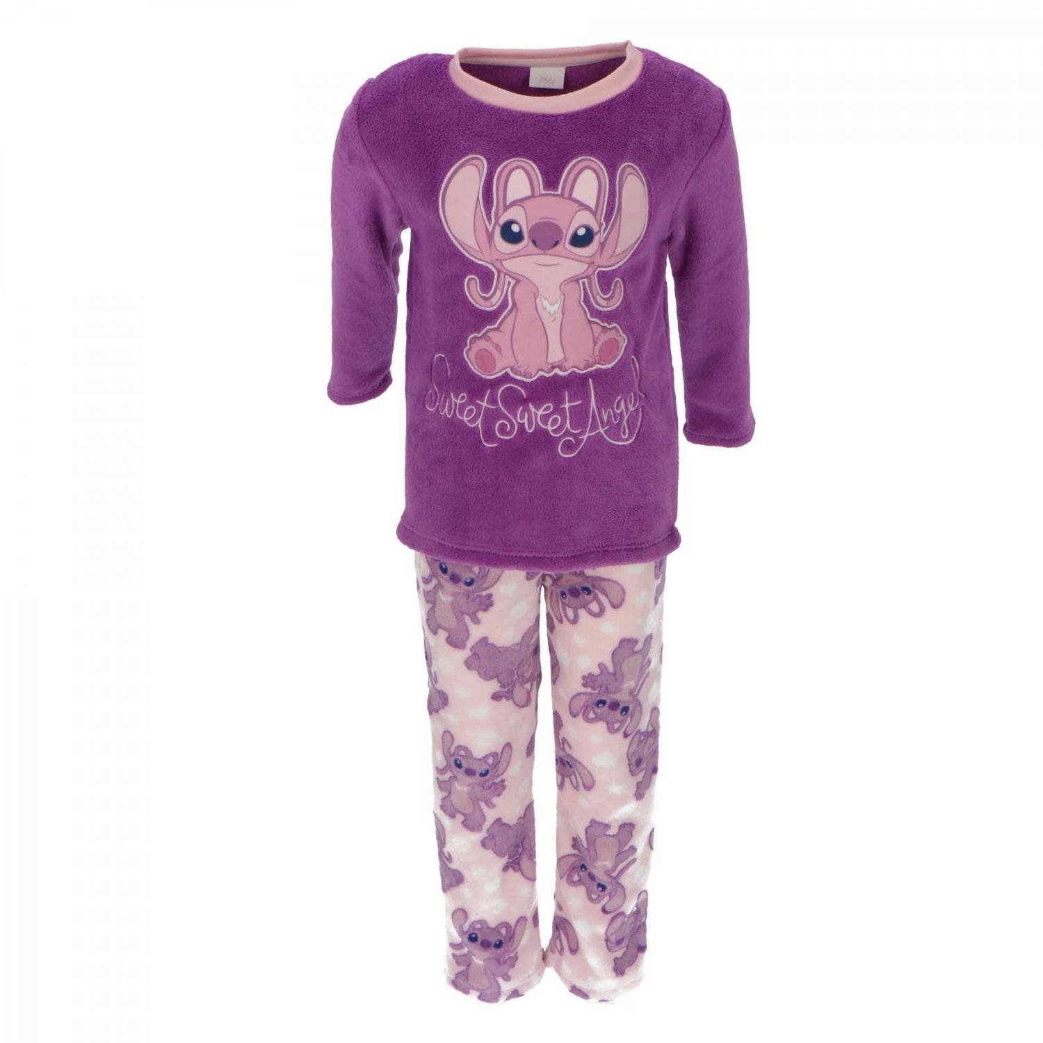 Lilo & Stitch Kinder-Schlafanzug – Flauschiger Korallen-Fleece Pyjama für Mädchen 110/116 cm