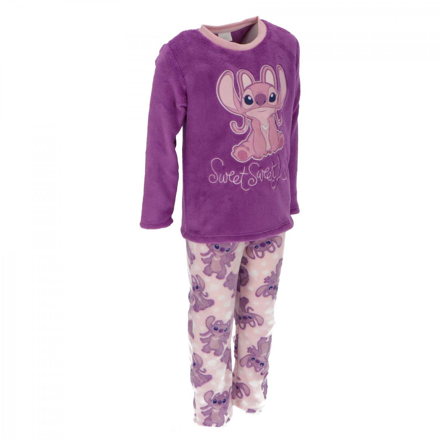 Lilo & Stitch Kinder-Schlafanzug – Flauschiger Korallen-Fleece Pyjama für Mädchen 110/116 cm
