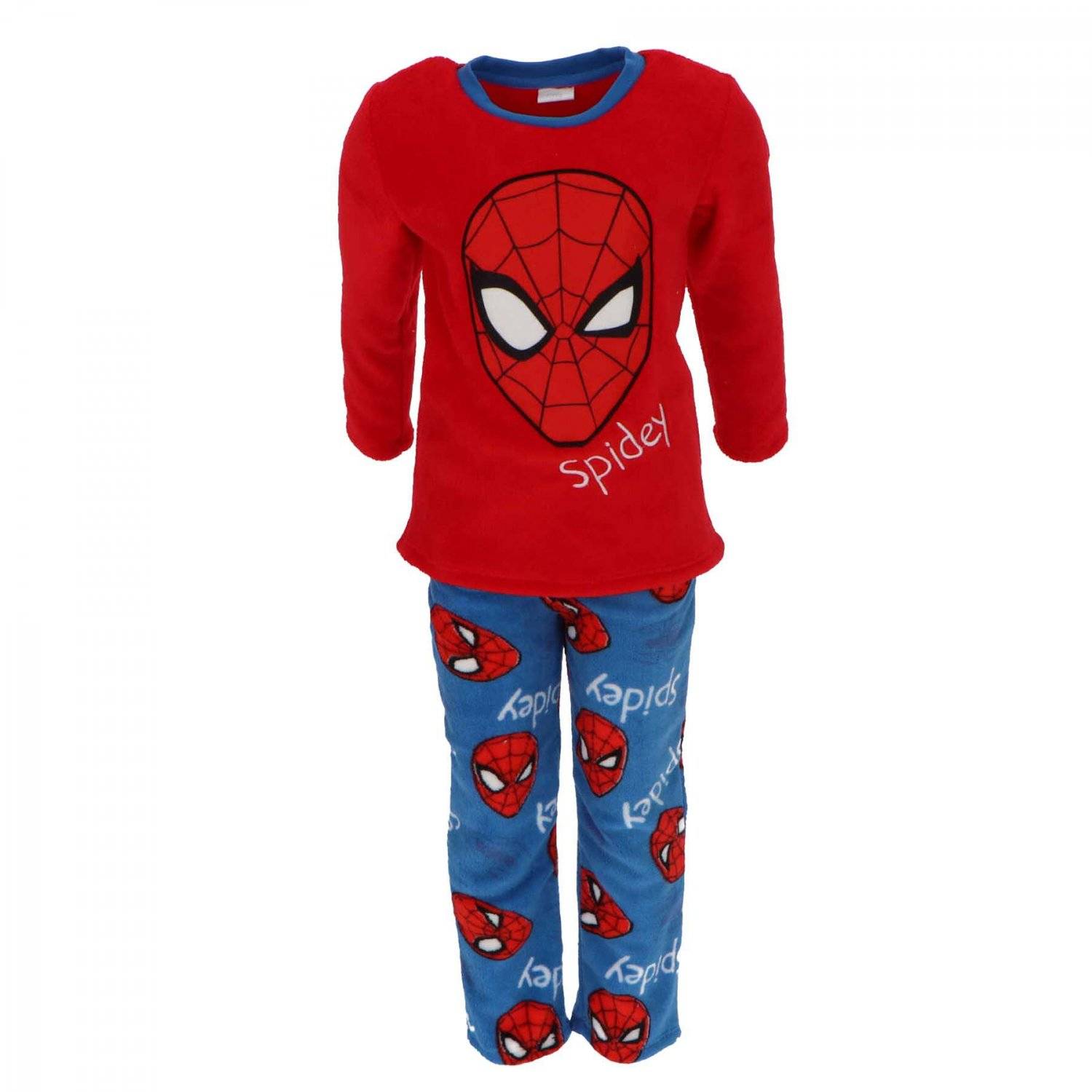 Spiderman Kinder-Pyjama Korallen-Fleece Schlafanzug für kleine Superhelden 122/128 cm