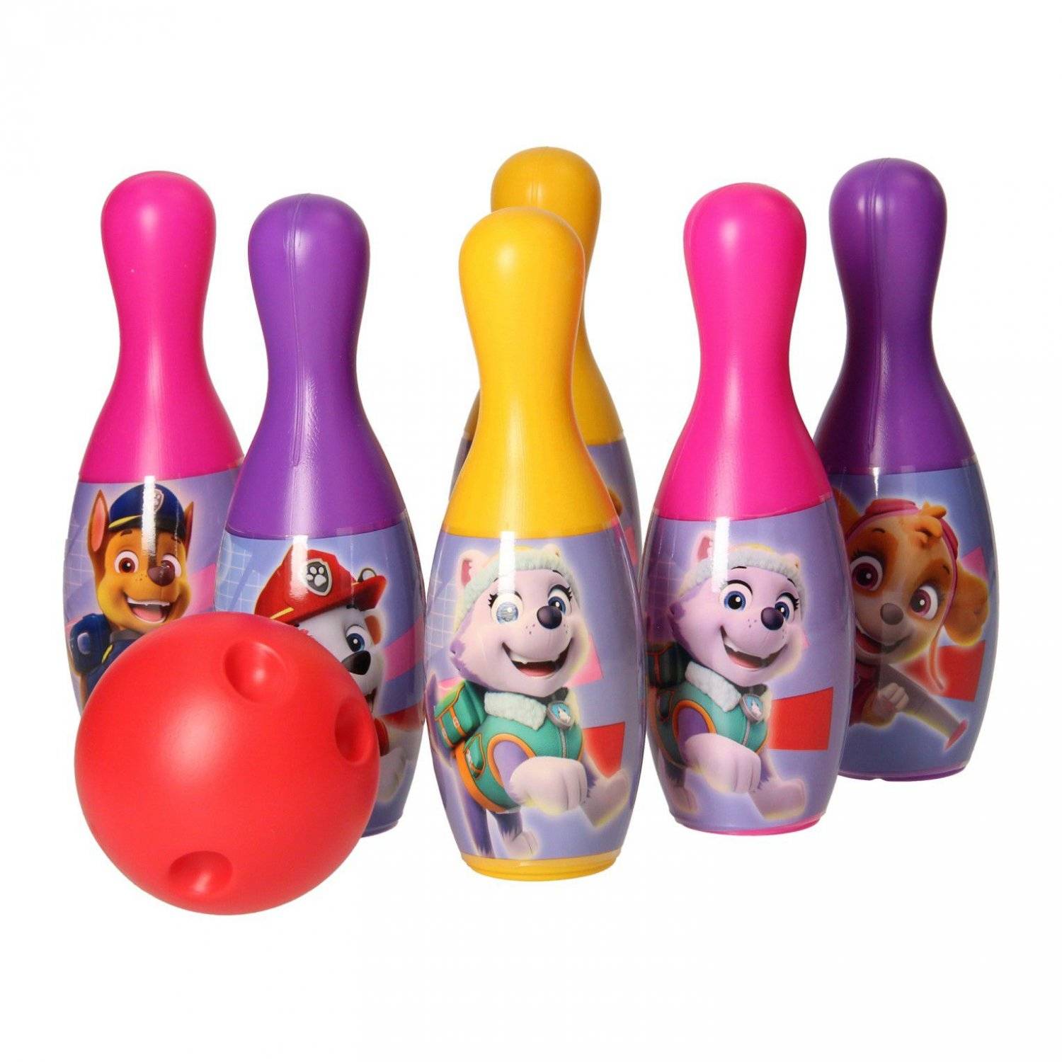 Paw Patrol Bowling set Outdoor-Spielzeug für Kinder 6 Pins und eine Bowlingkugel