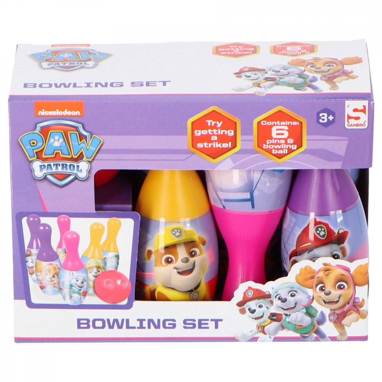 Paw Patrol Bowling set Outdoor-Spielzeug für Kinder 6 Pins und eine Bowlingkugel