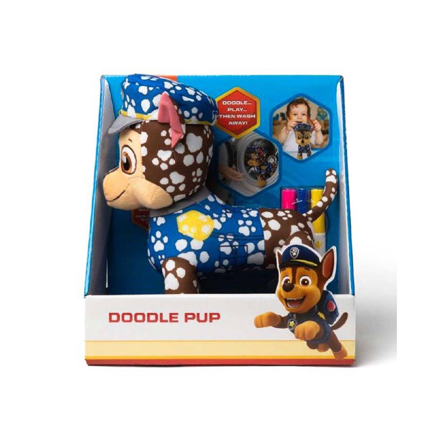 Paw Patrol Doodle Pup Ausmalbares Kuscheltier Waschbar Blau
