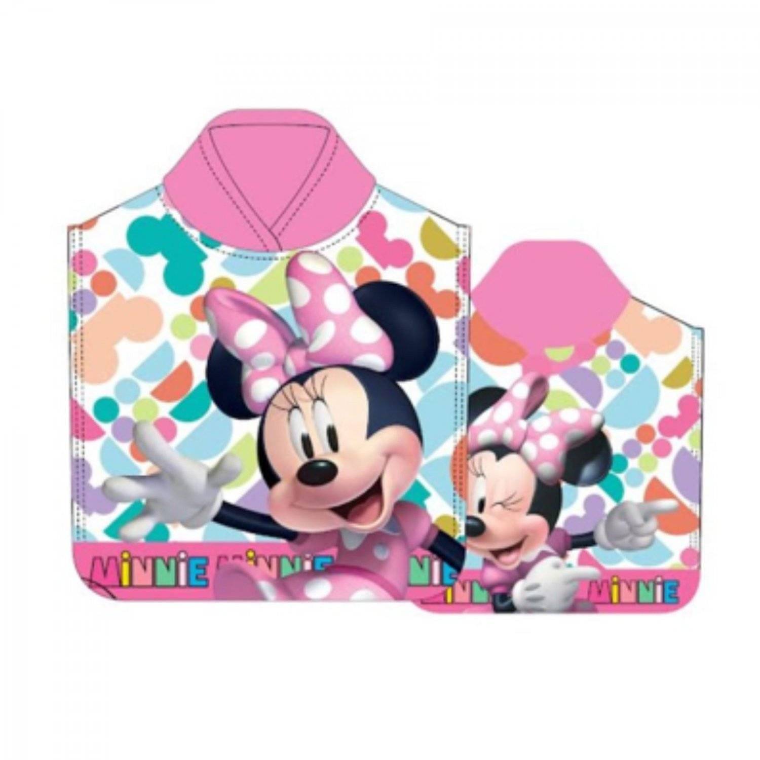 Minnie Maus Praktischer Baumwoll Poncho für Kinder mit Kapuze Badeponcho 100x50 cm