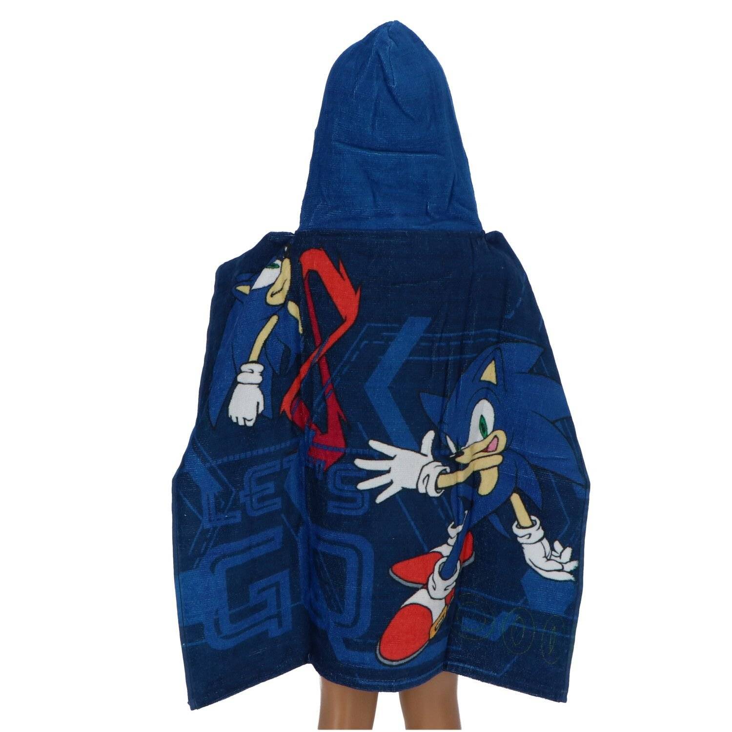 Sonic Poncho Weicher Kinder-Kapuzenponcho, 100 cm hoch, 55 cm breit