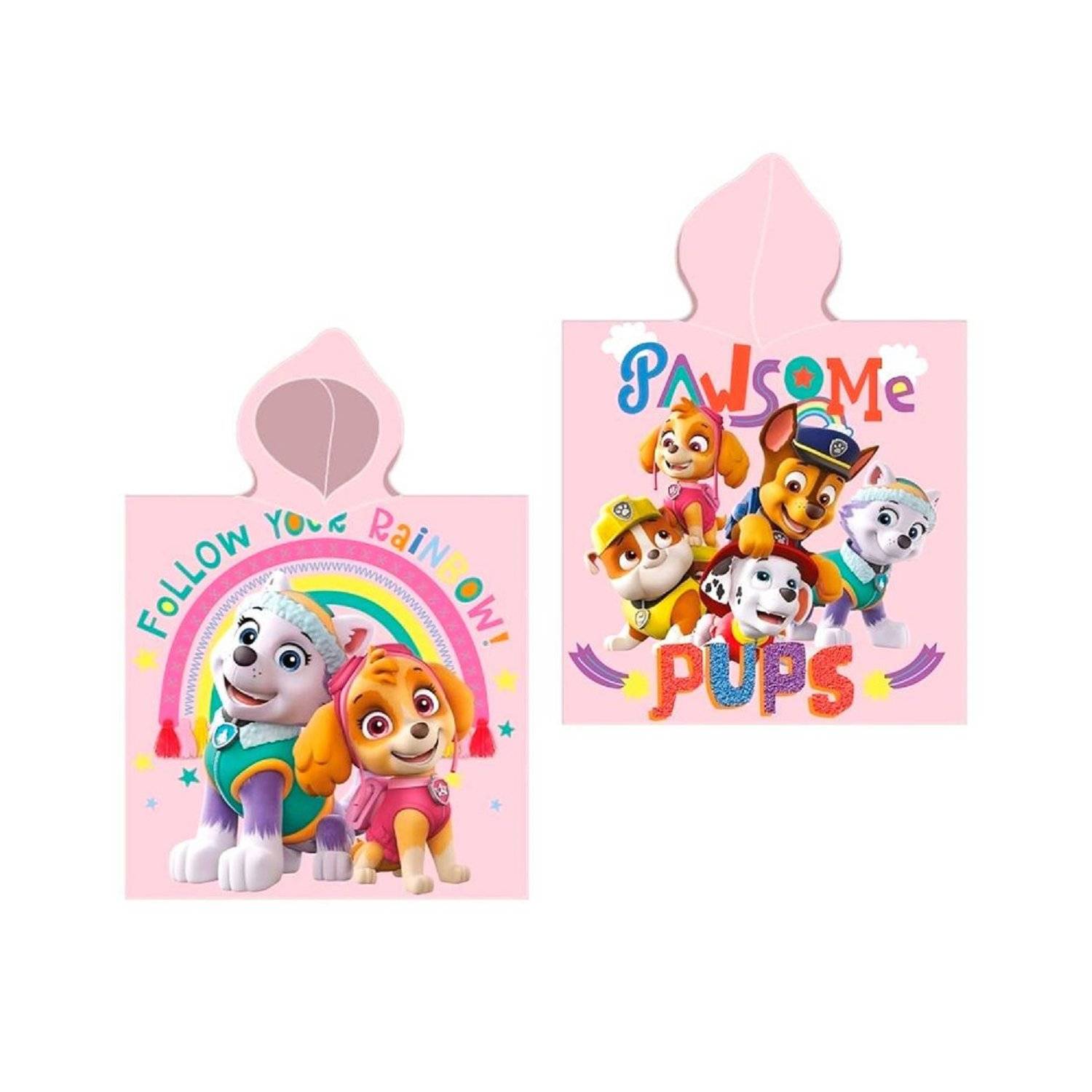 Paw Patrol Kinder Kapuzenponcho für zuhause und unterwegs 110x55 cm