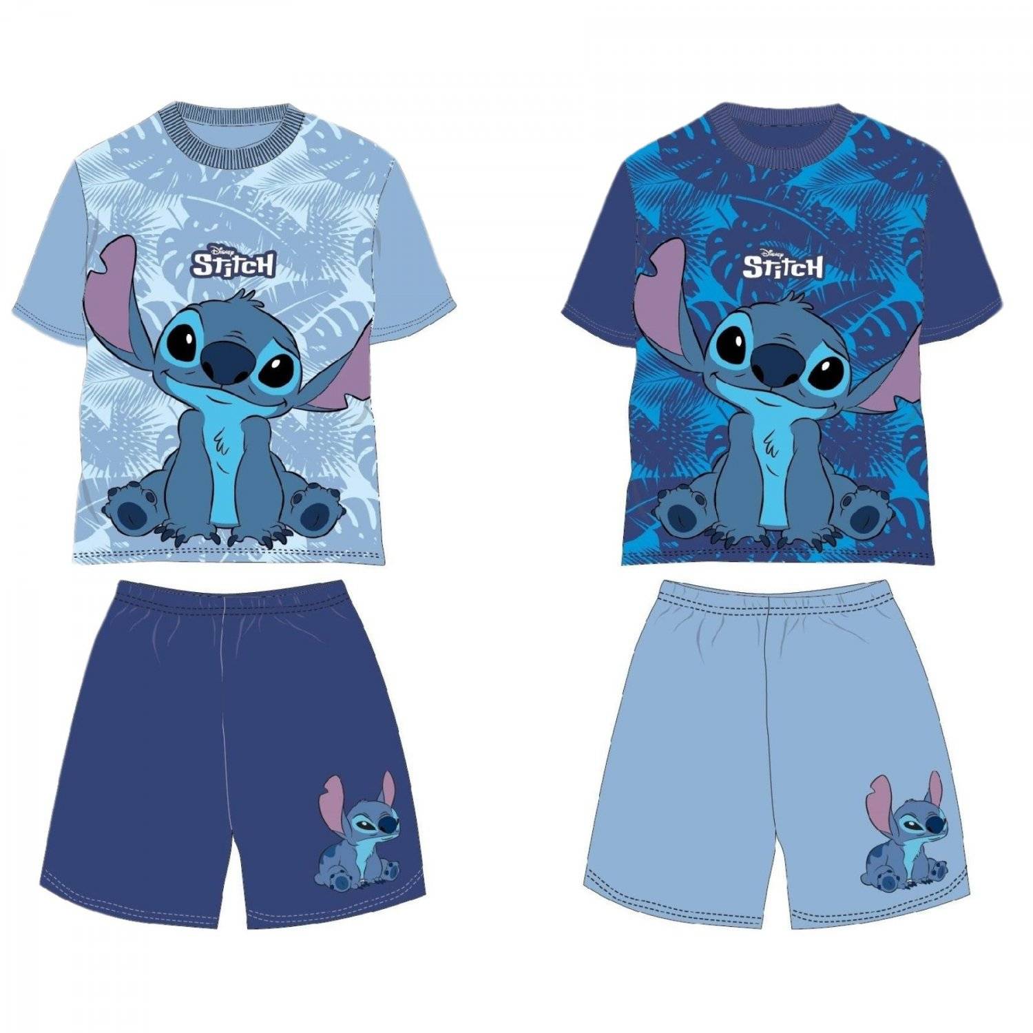 Lilo & Stitch Shortama Atmungsaktiver Kurzarm-Schlafanzug für Kinder, 100% Baumwolle 6 Jahre Dunkelblau