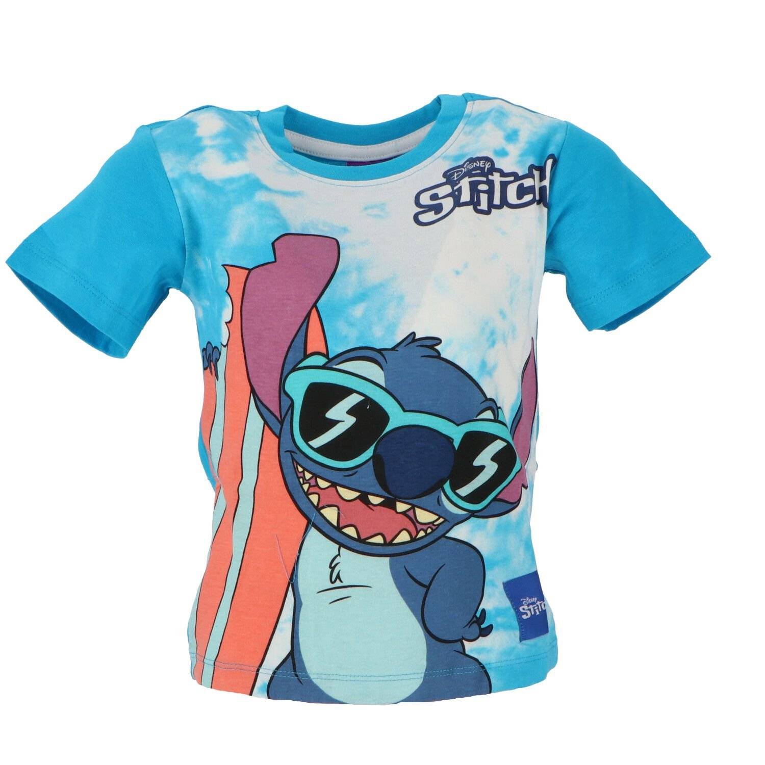 Lilo & Stitch Kinder T-Shirt aus weicher Baumwolle mit kurzen Ärmeln 3 Jahre Helblau