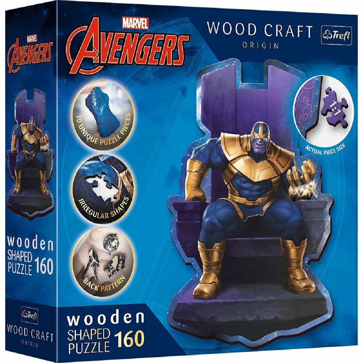 Marvel Avengers Puzzle 160 Teile aus Holz Perfekt für junge Superhelden-Fans Thanos on Throne