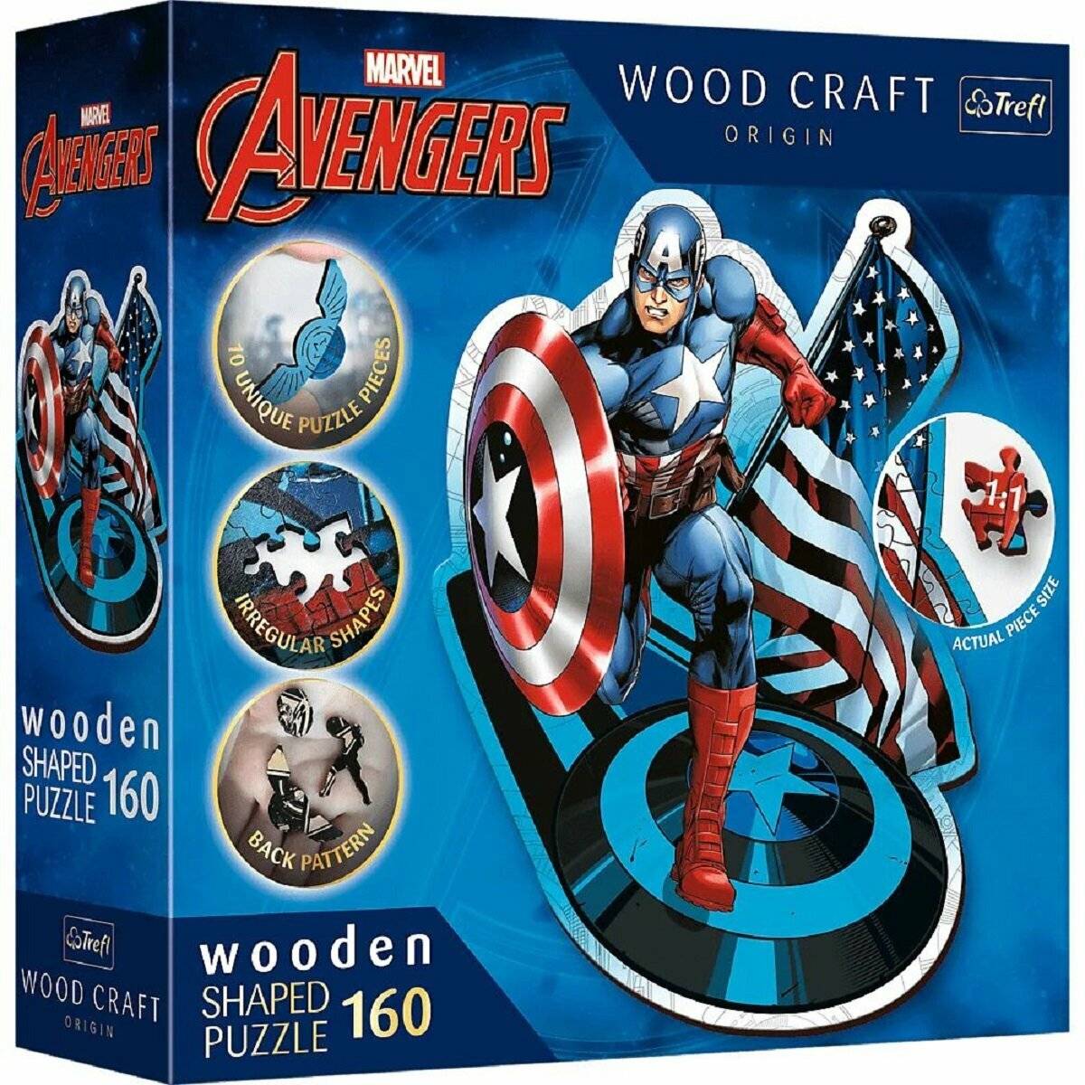 Marvel Avengers Puzzle 160 Teile aus Holz Perfekt für junge Superhelden-Fans Capitan America