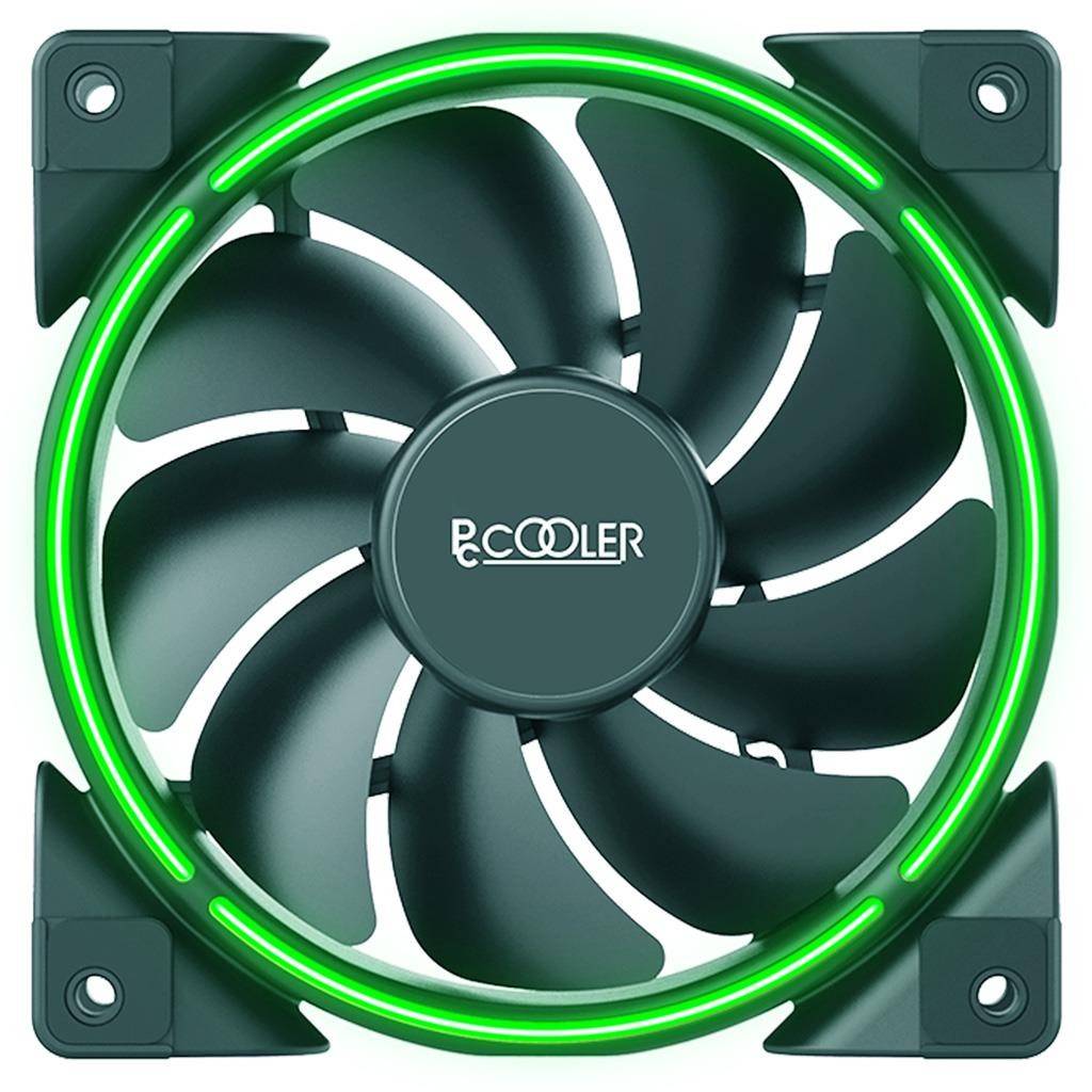 Pccooler 120mm Gehäuselüfter in Grün - Ventilator - 12 cm - 1000 RPM - 1800 RPM - 26,5 dB - 65 cfm