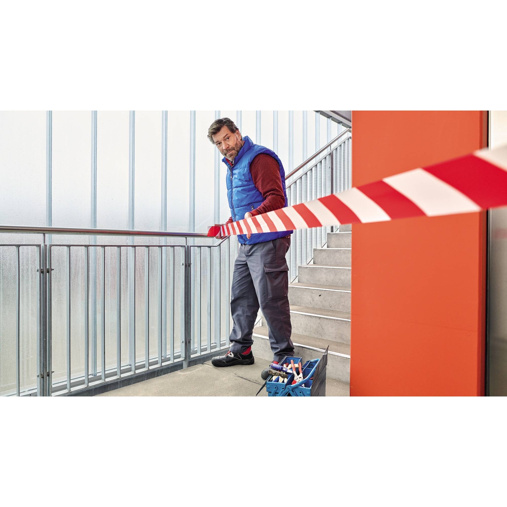 tesa Absperrband Signal 58137-00000 80mmx100m rot/weiß