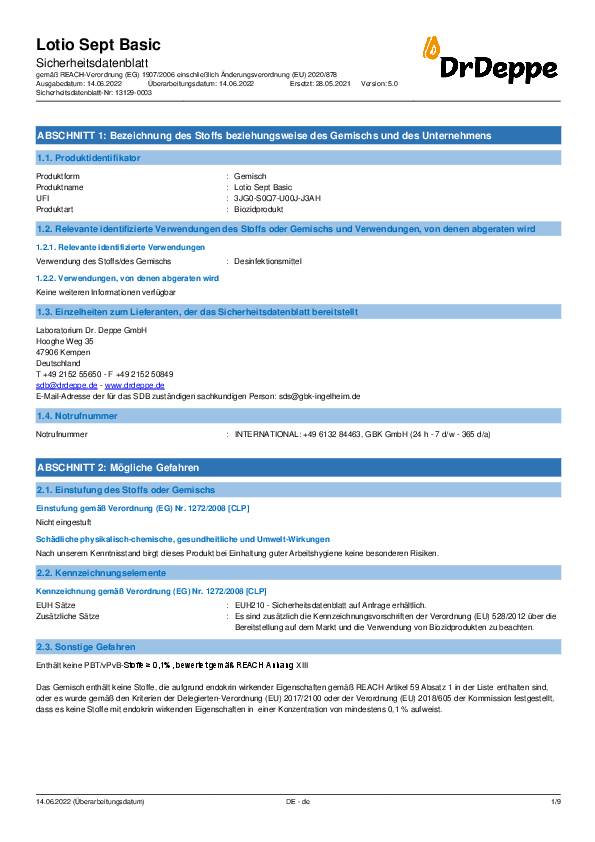 Dr. Deppe Handdesinfektion Lotio Sept Basic 601302 500ml