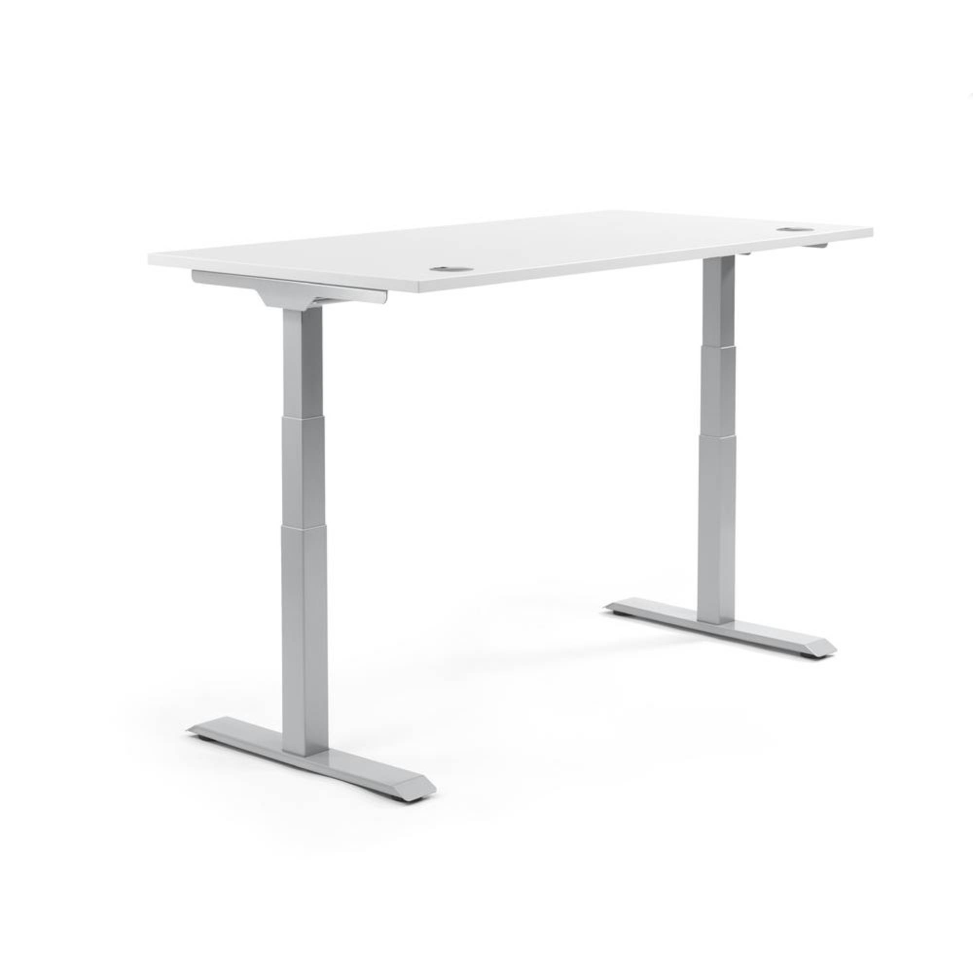 Schreibtisch 1200x605-1255x800mm Platte weiß Gestell si