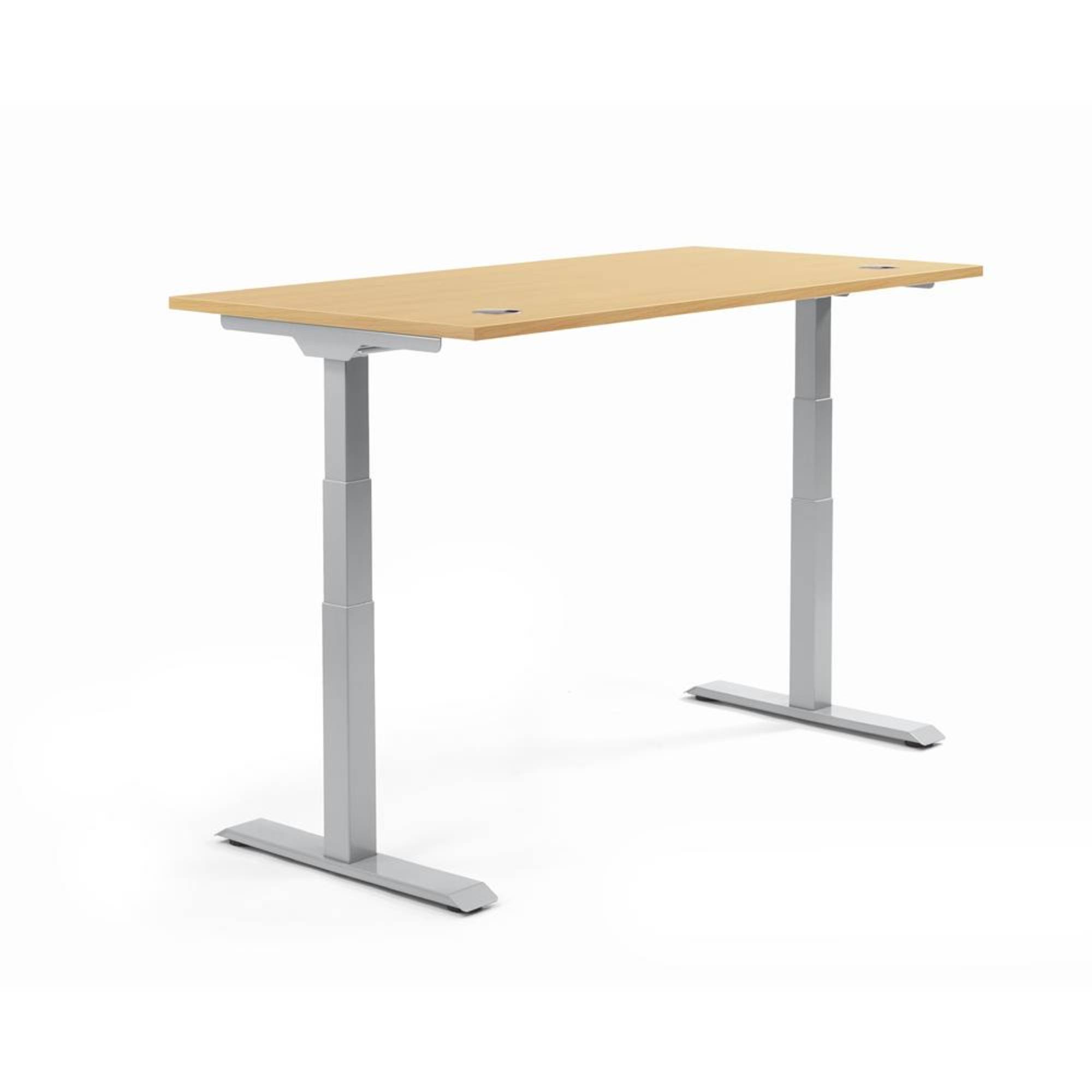 Schreibtisch 1600x605-1255x800mm Platte Buche Gestell si