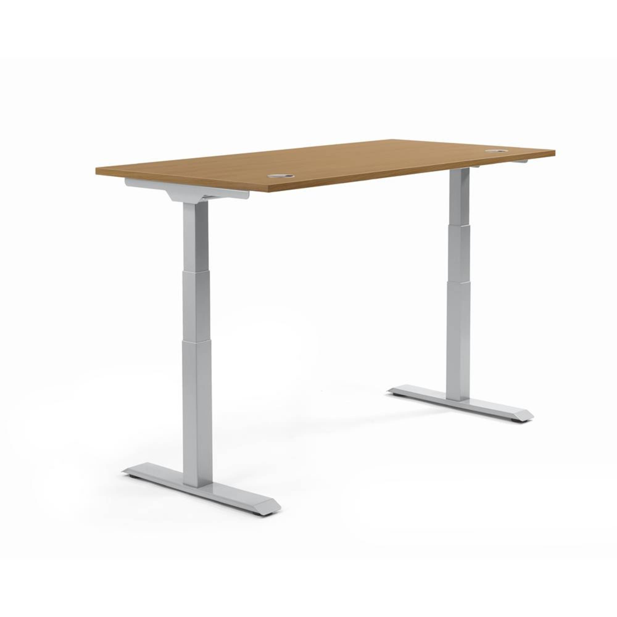 Schreibtisch 1800x605-1255x800mm Platte Nuss Gestell si