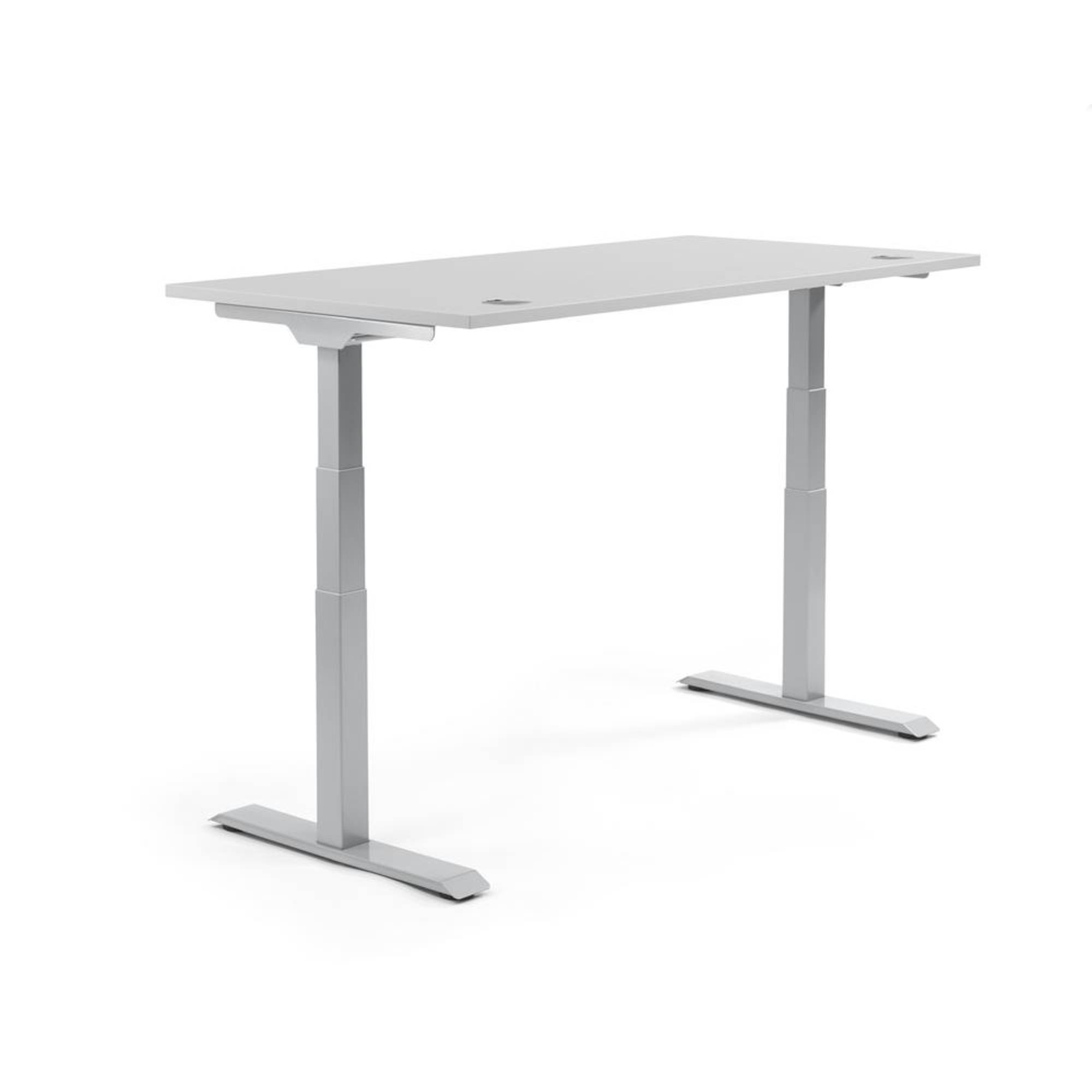 Schreibtisch 2000x605-1255x800mm Platte lichtgrau Gestell si