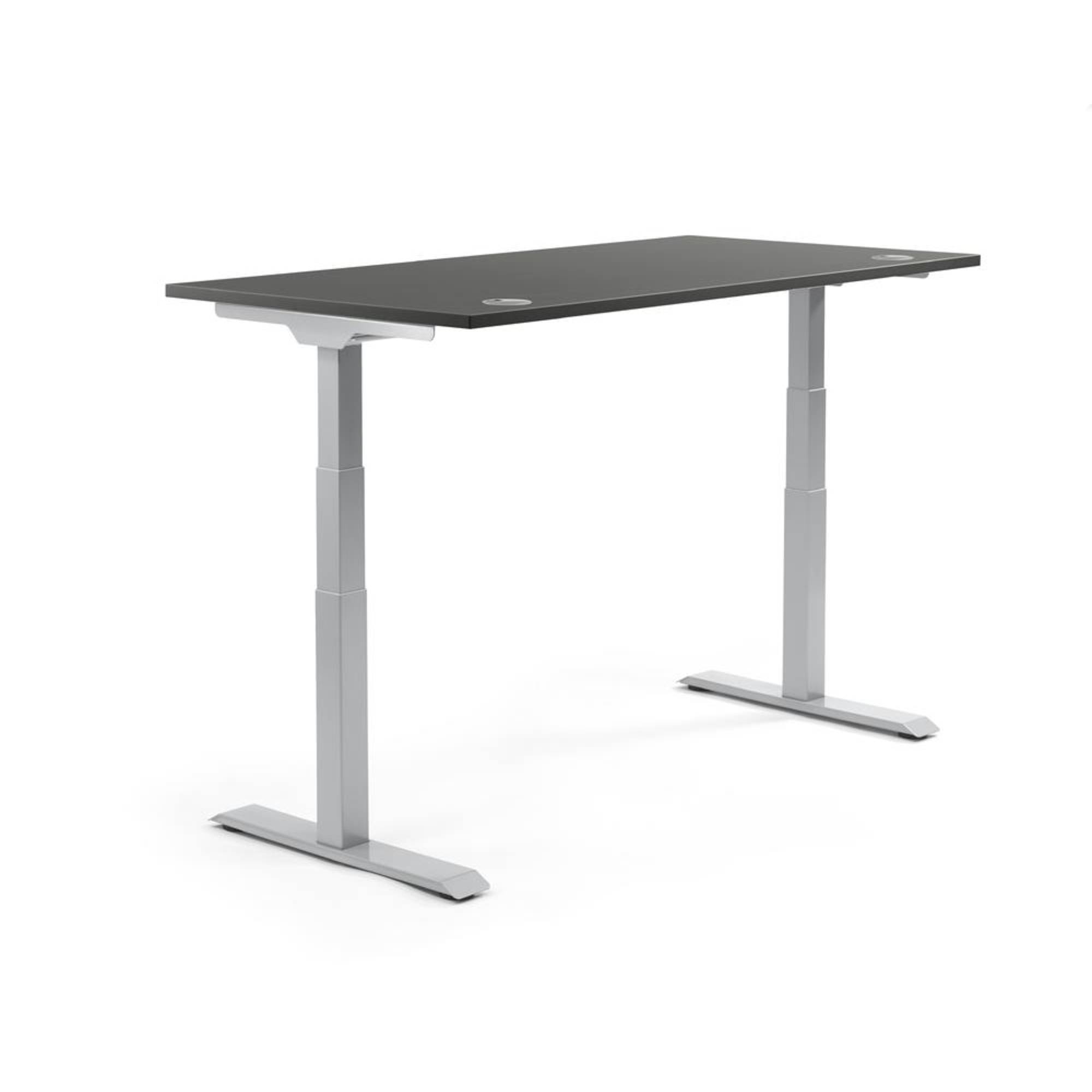 Schreibtisch 1800x605-1255x800mm Platte anthrazit Gestell si