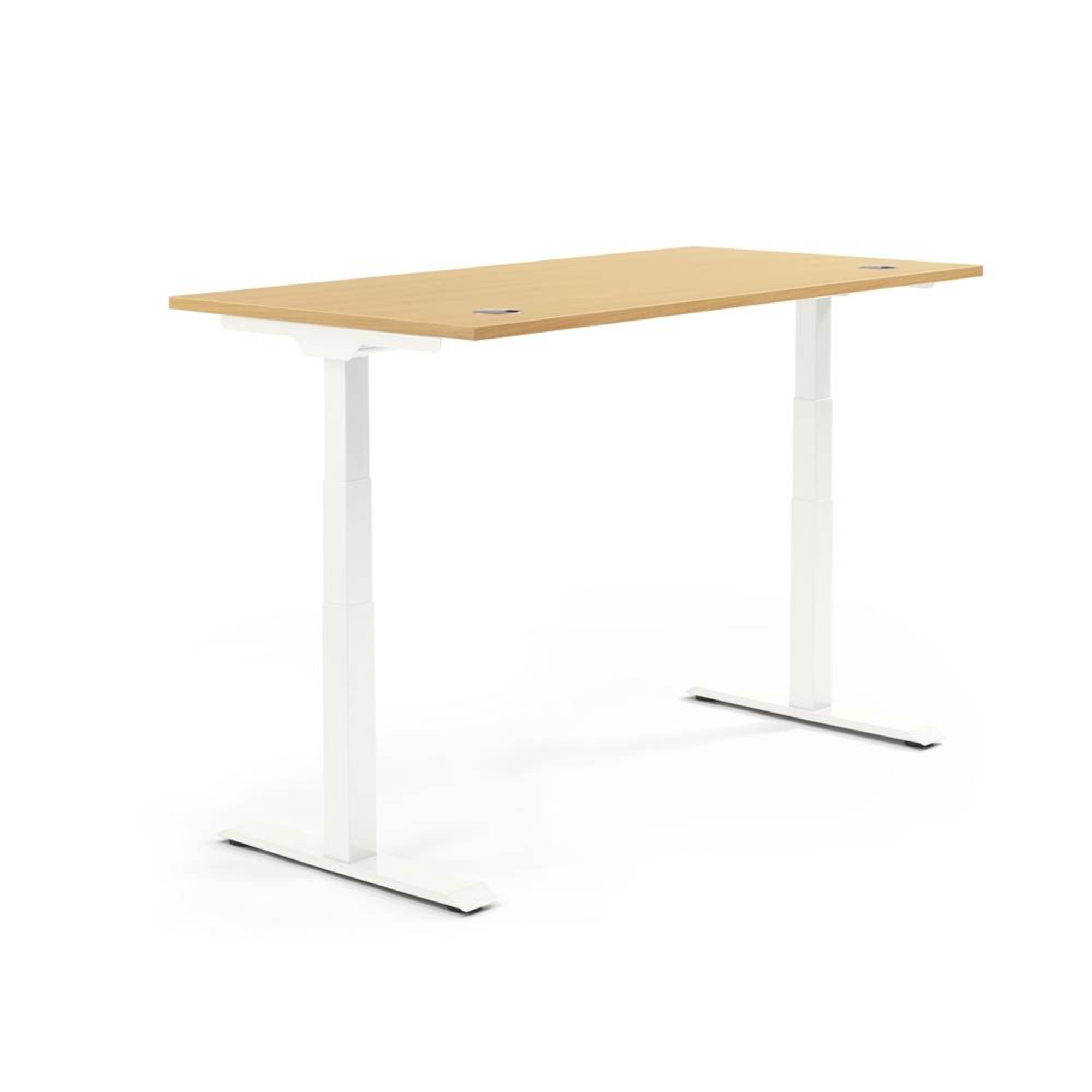 Schreibtisch 1600x605-1255x800mm Platte Buche Gestell ws