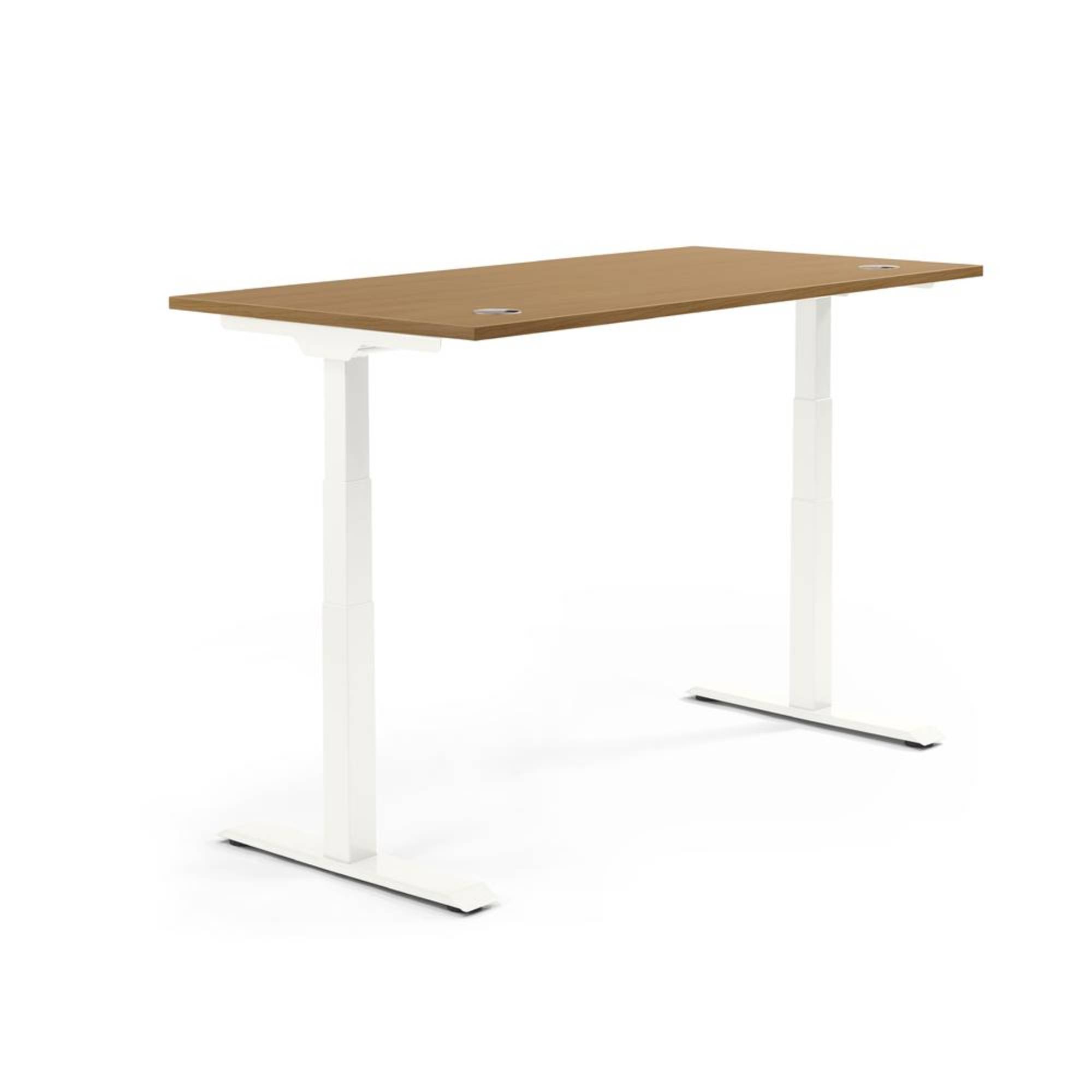 Schreibtisch 2000x605-1255x800mm Platte Nuss Gestell ws