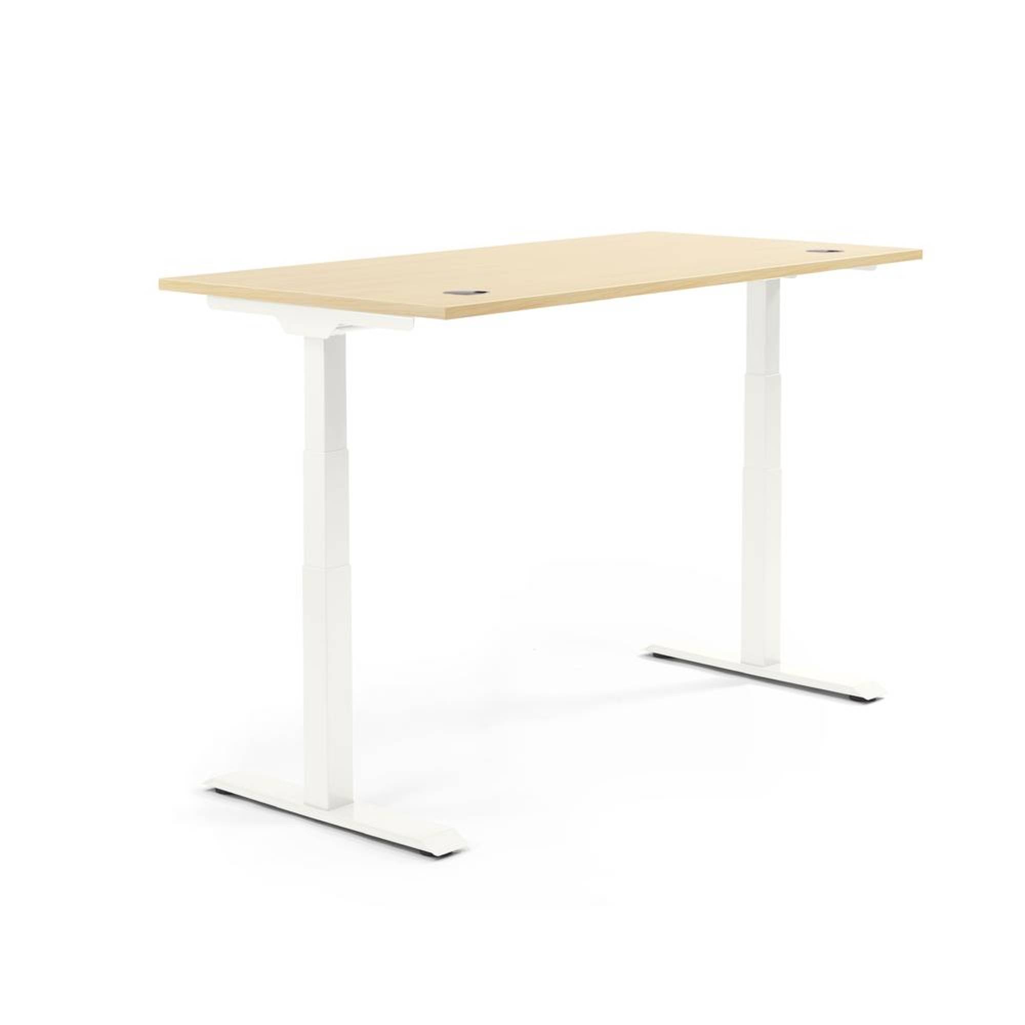 Schreibtisch 2000x605-1255x800mm Platte Ahorn Gestell ws