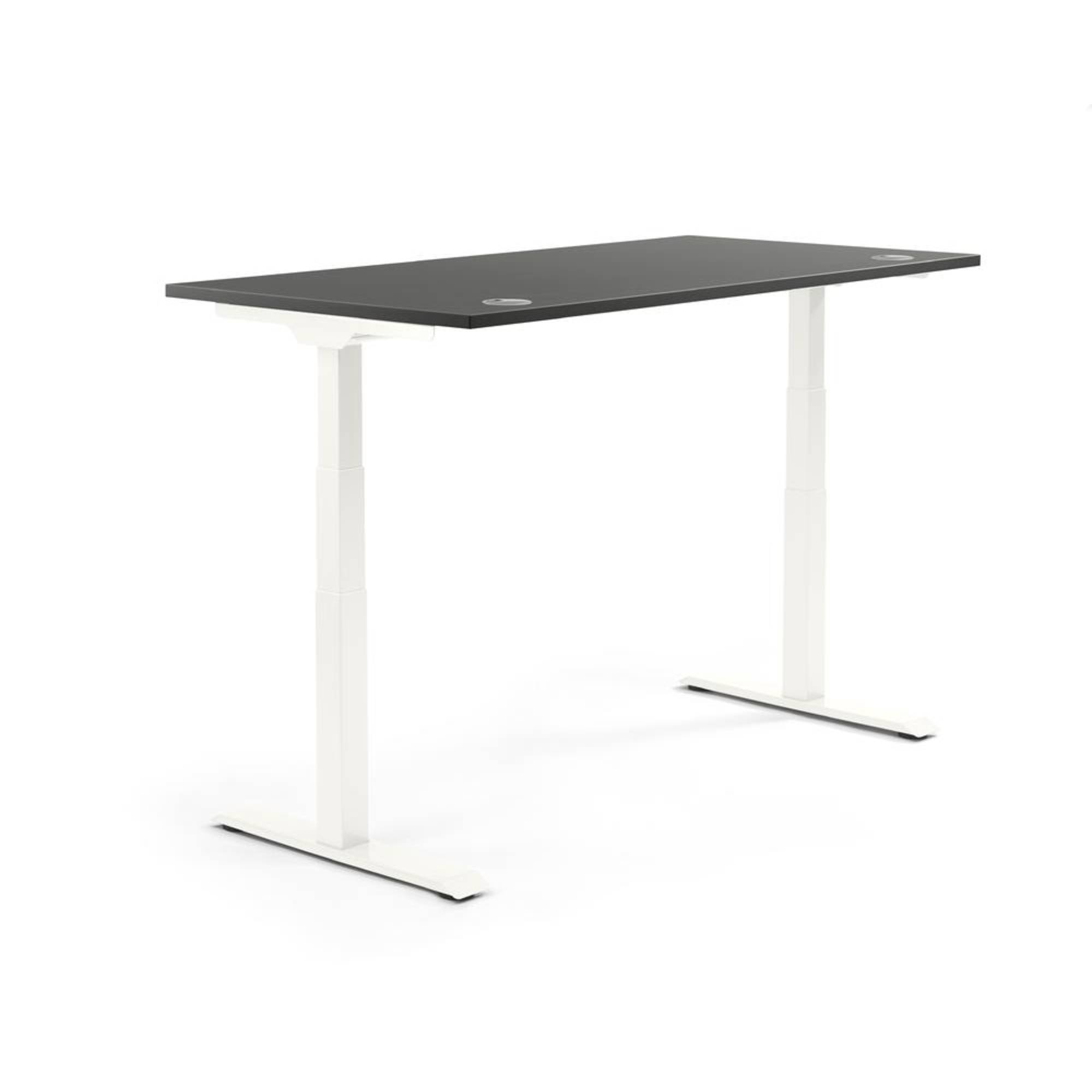 Schreibtisch 2000x605-1255x800mm Platte anthrazit Gestell ws