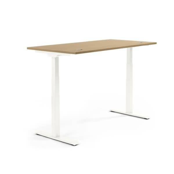 Schreibtisch 2000x605-1255x800mm Platte Eiche hell Gestell weiß