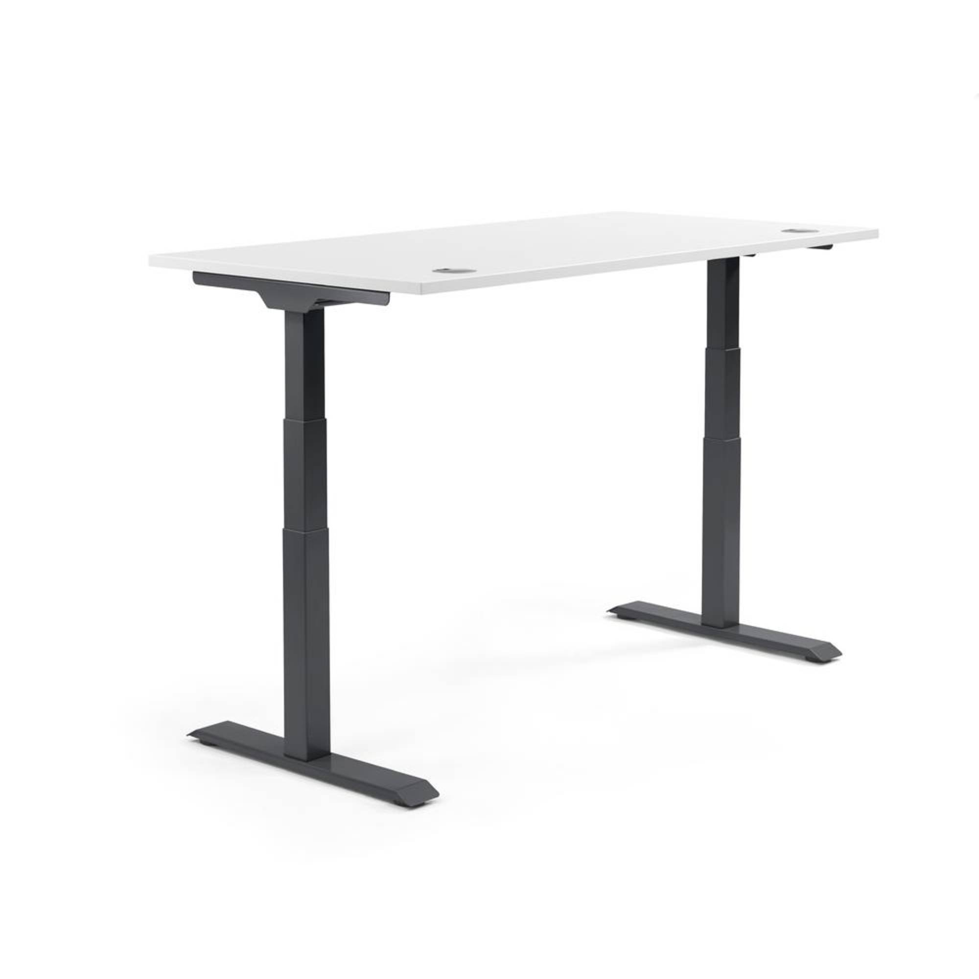 Schreibtisch 1800x605-1255x800mm Platte weiß Gestell schwarz