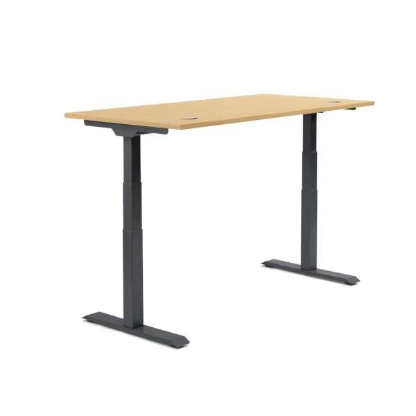 Schreibtisch 1200x605-1255x800mm Platte Buche Gestell schwarz