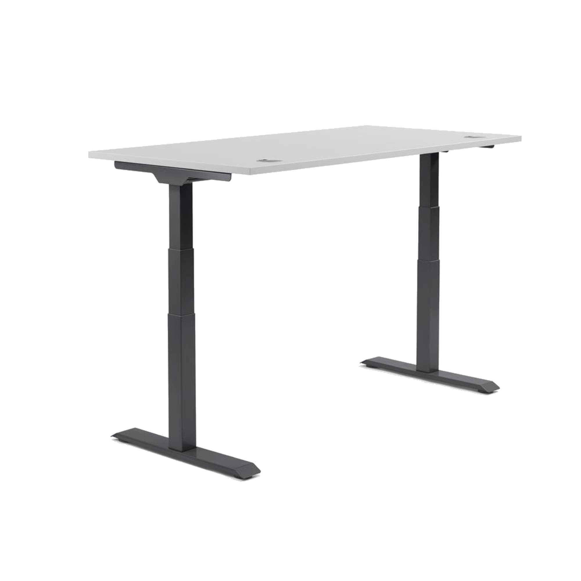 Schreibtisch 1600x605-1255x800mm Platte lichtgrau Gestell sw