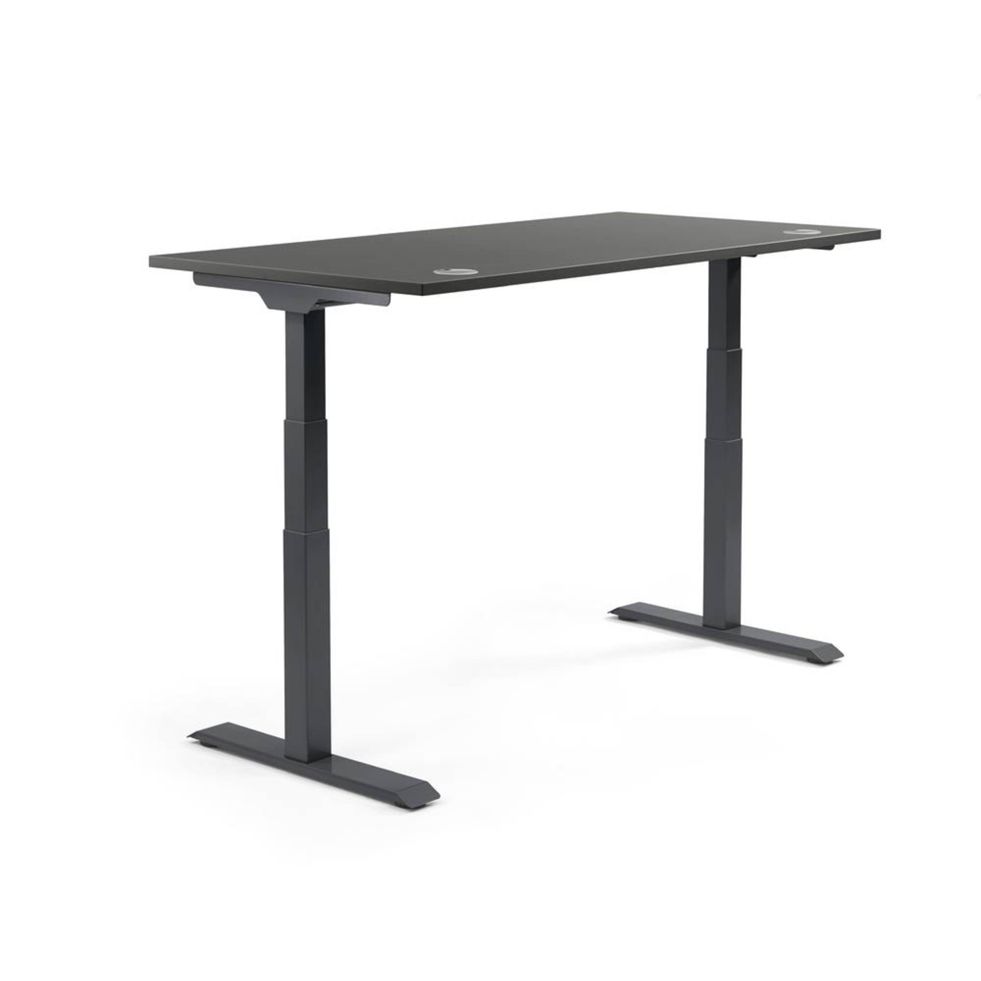 Schreibtisch 2000x605-1255x800mm Platte anthrazit Gestell sw
