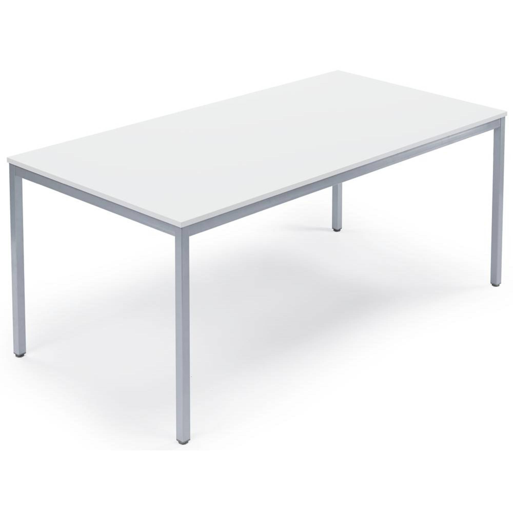 Konferenztisch 1600x720x800mm Platte weiß Gestell silber