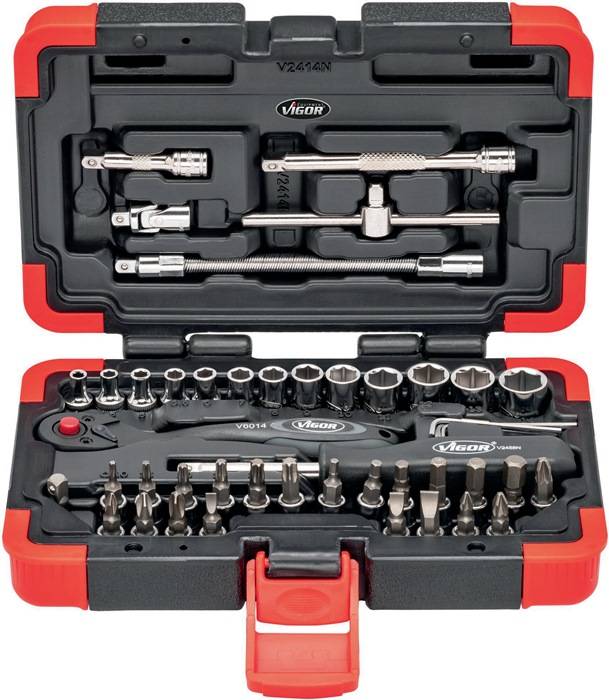 Steckschlüssel-Satz, V2414N, 46tlg., Antrieb 4k.hohl 6,3mm 1/4Zoll
