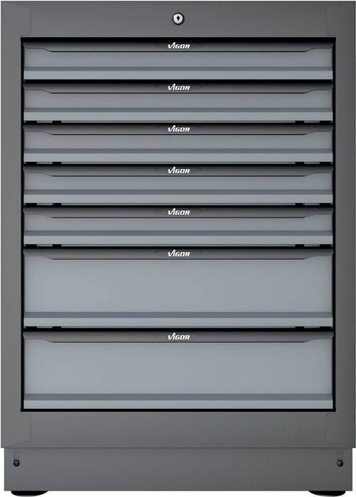 Schubladenschrank V6000-01 H953xB500xT676mm RAL 9005/RAL 7005 7 Schubl.VIGOR