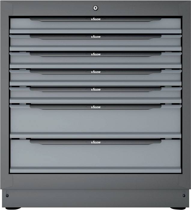 Schubladenschrank V6000-01XL H953xB500xT861mm RAL 9005/RAL 7005 7 Schubl.VIGOR