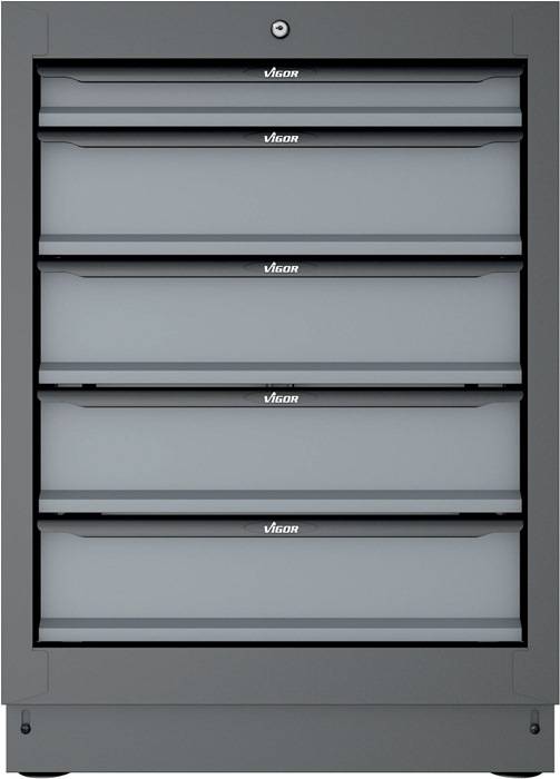 Schubladenschrank V6000-031 H953xB500xT676mm RAL 9005/RAL 7005 5 Schubl.VIGOR