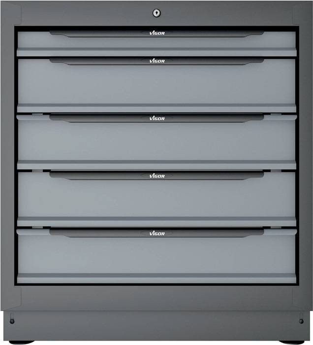 Schubladenschrank V6000-031XL H953xB500xT861mm RAL 9005/RAL 7005 5 Schubl.VIGOR