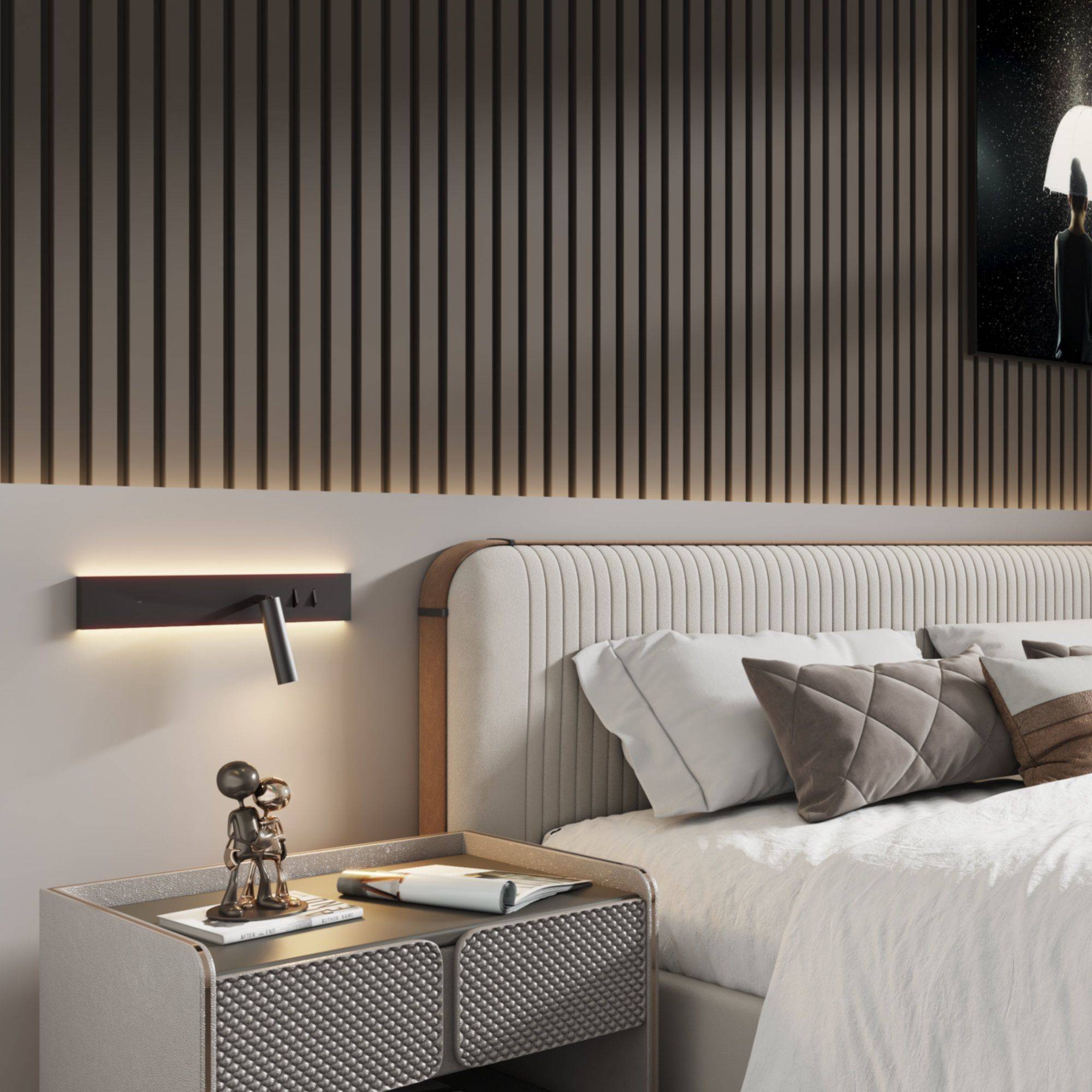 kalb I Avay Bettpanelleuchte USB-C, Moderne LED Wandlampe am Bett, Flexibles Leselicht mit Lademöglichkeit, Nachtlicht für Schlafzimmer, Energiespar