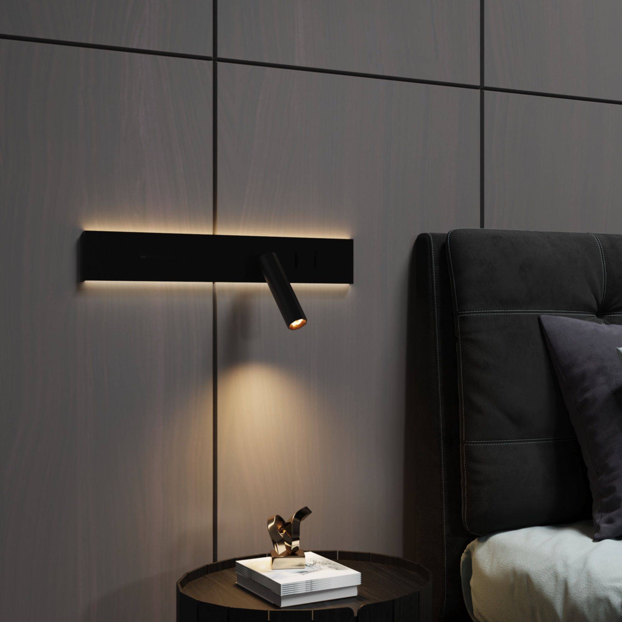 kalb I Avay Bettpanelleuchte USB-C, Moderne LED Wandlampe am Bett, Flexibles Leselicht mit Lademöglichkeit, Nachtlicht für Schlafzimmer, Energiespar