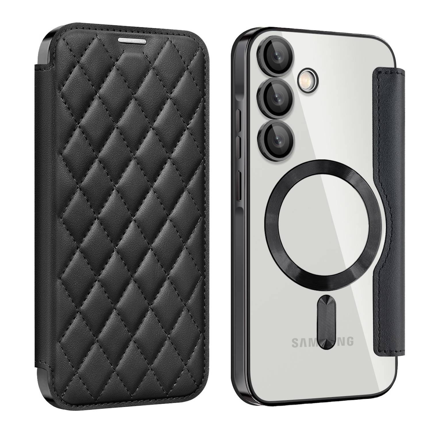Für Samsung Galaxy A55 360 Grad Full Magsafe Anti Datenklau Schwarz